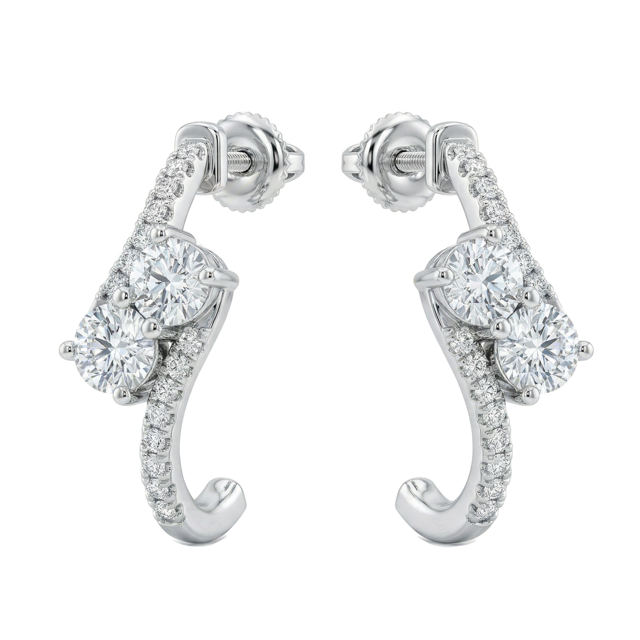 0.85 ct EF VS Lab Grown DIamond Fancy Earrings in 10k White Gold