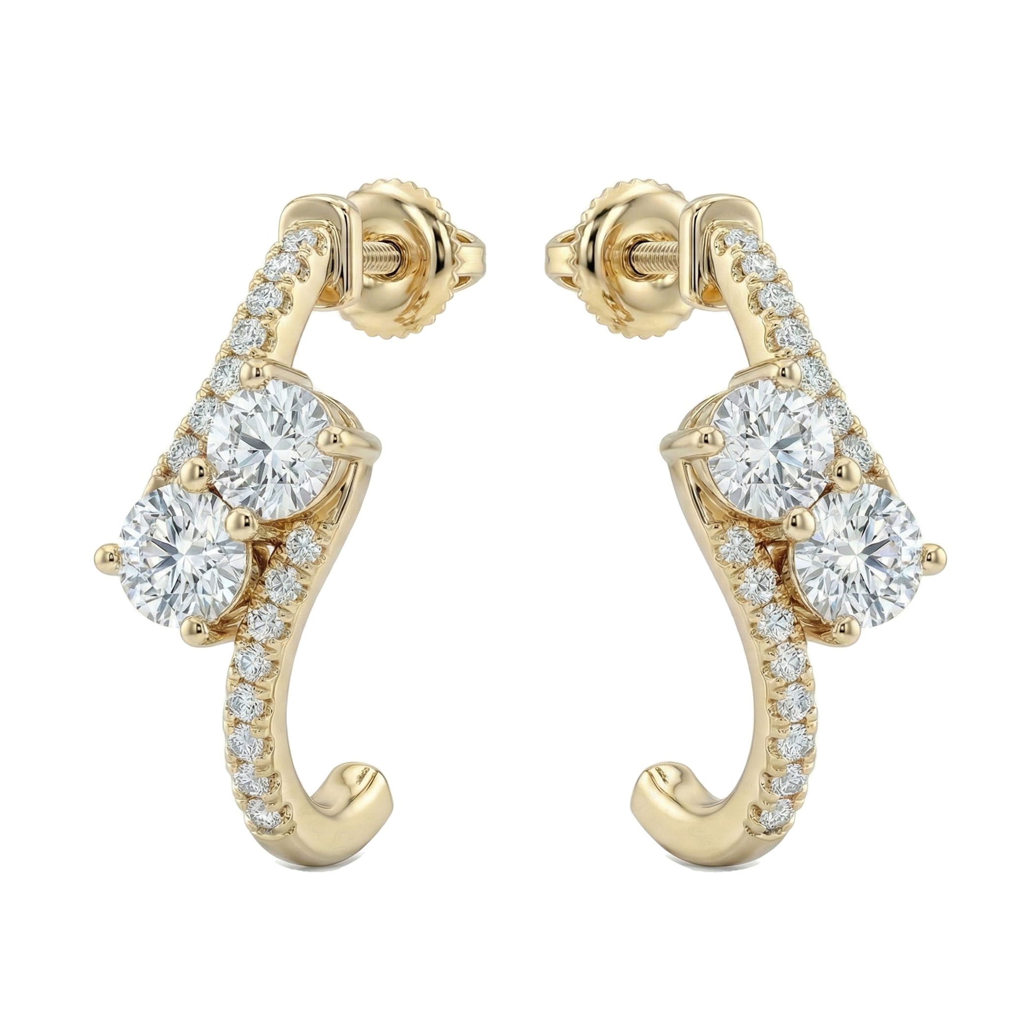 0.85 ct EF VS Lab Grown DIamond Fancy Earrings in 10k Yellow Gold