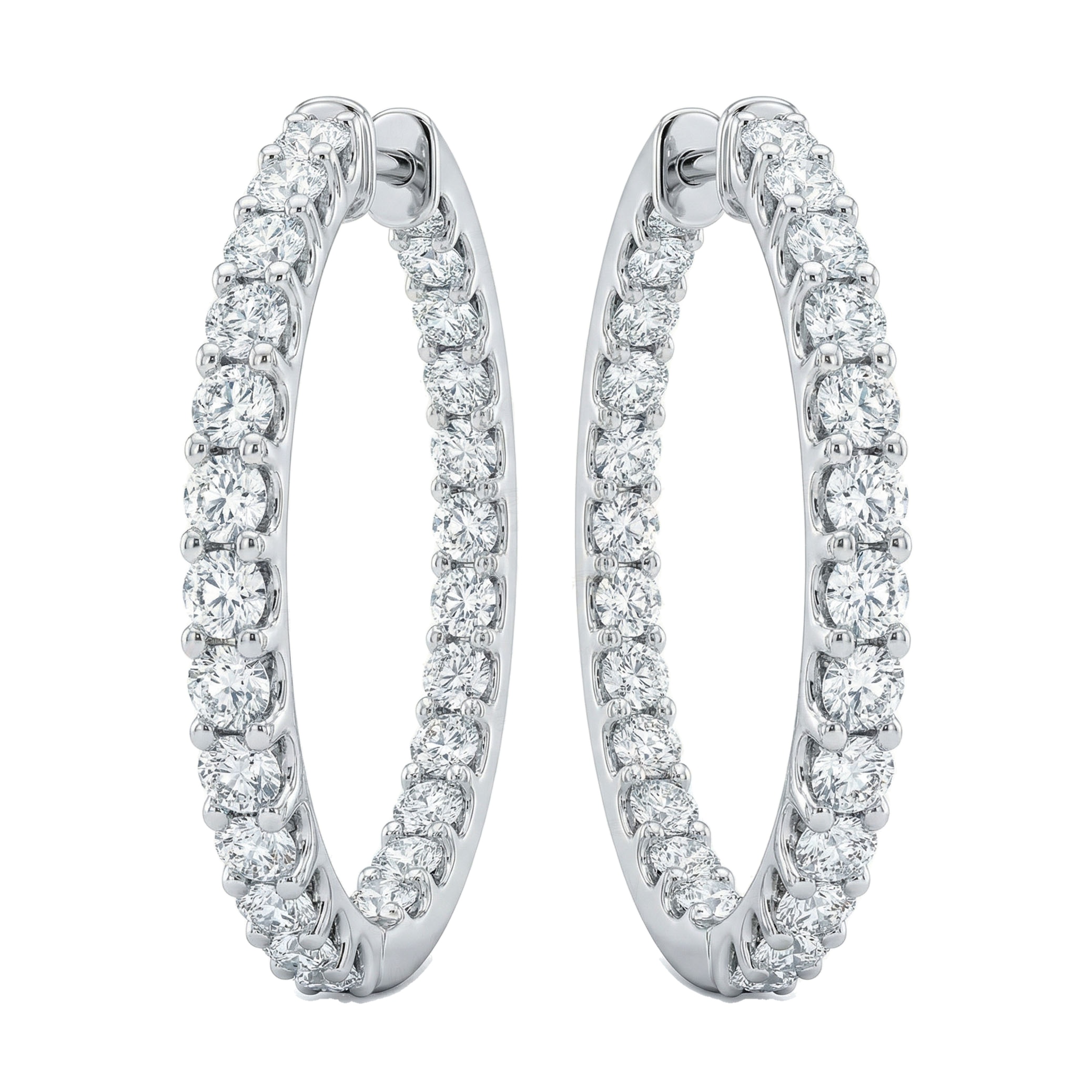 4.70 ct EF VS Lab Grown DIamond Hoops Earrings in 14k White Gold
