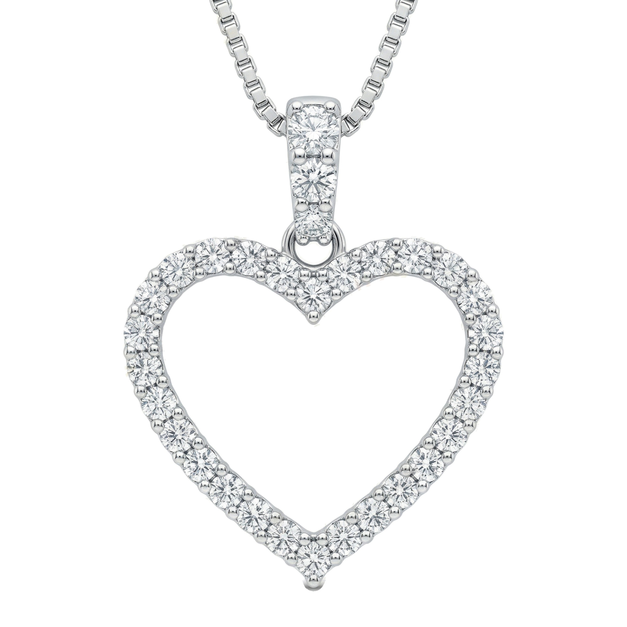 2.00 ct EF VS Lab Grown Diamond Heart Pendant in 14k White Gold