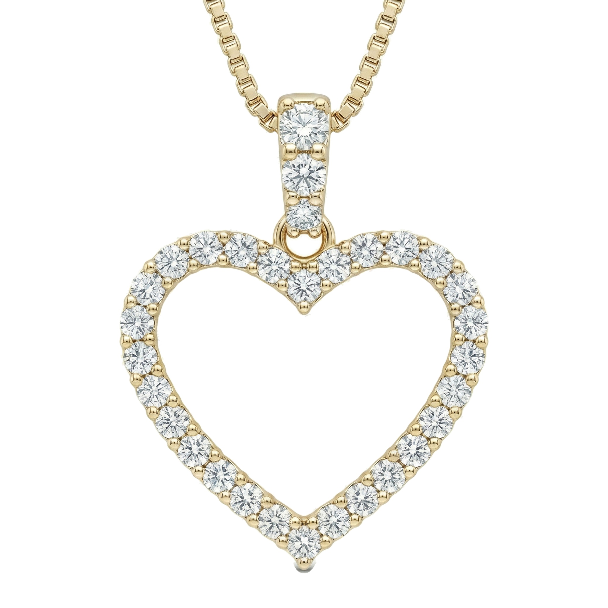 2.00 ct EF VS Lab Grown Diamond Heart Pendant in 10k Yellow Gold
