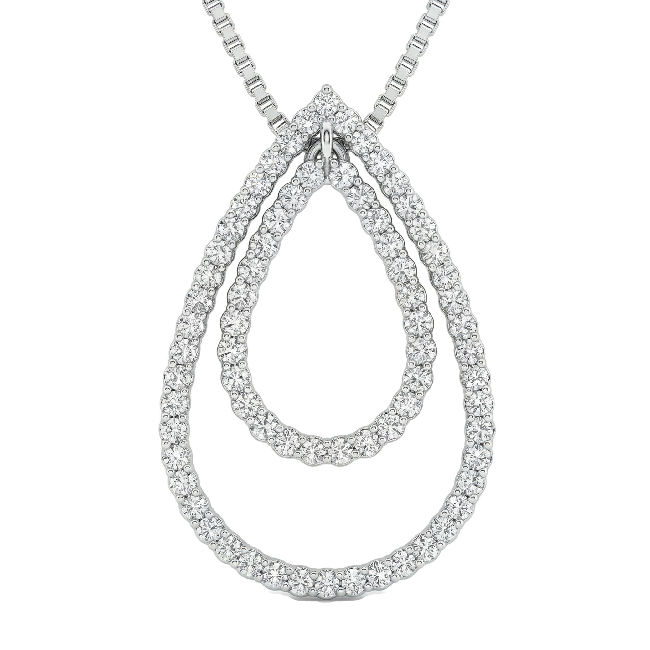 1.45 ct EF VS Lab Grown Diamond Drop Pendant in 14k White Gold