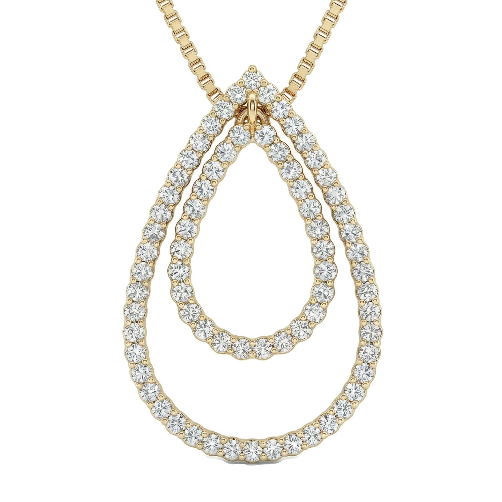 1.45 ct EF VS Lab Grown Diamond Drop Pendant in 14k Yellow Gold