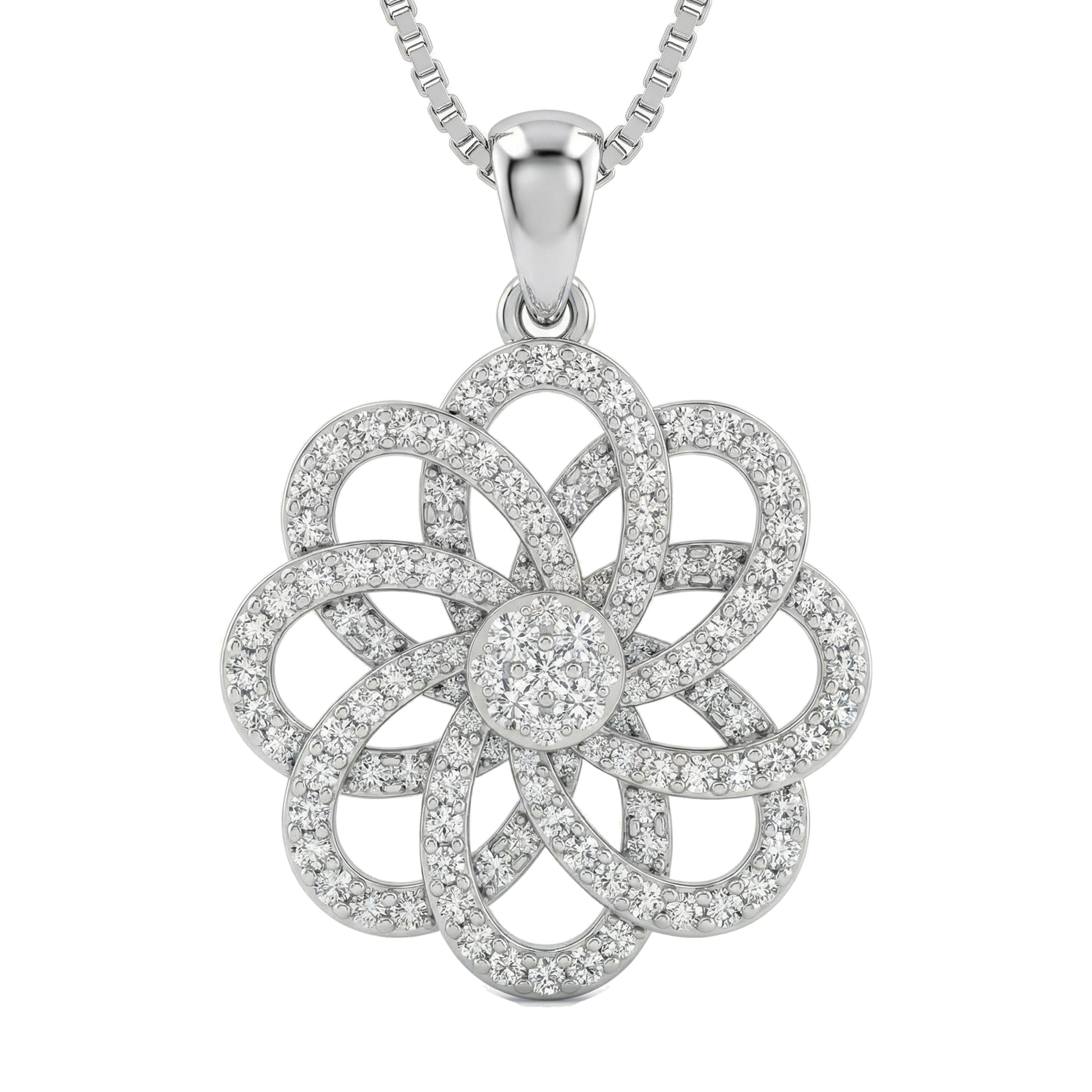 1.10 ct EF VS Lab Grown Diamond Fancy Pendant in 10k White Gold