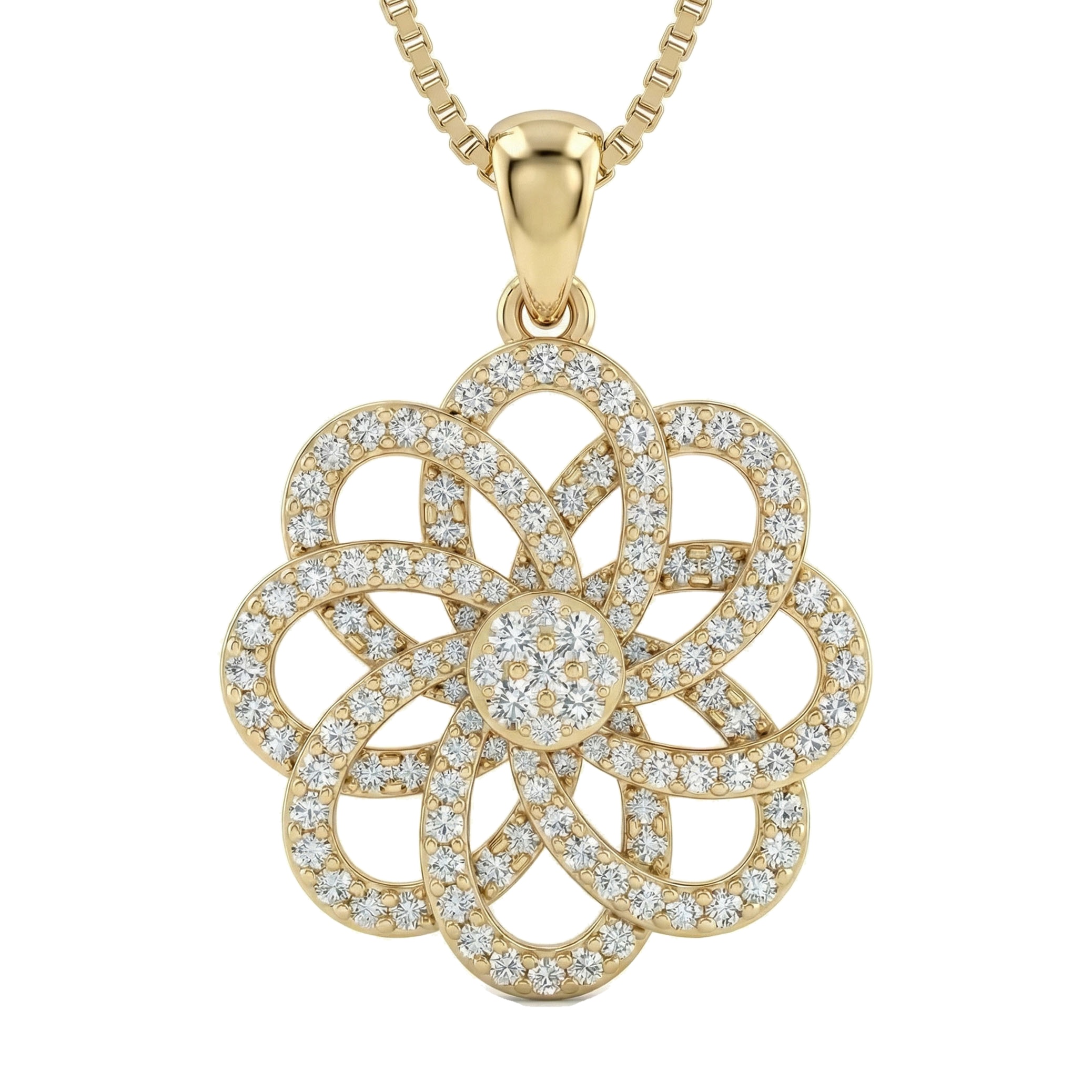 1.10 ct EF VS Lab Grown Diamond Fancy Pendant in 14k Yellow Gold