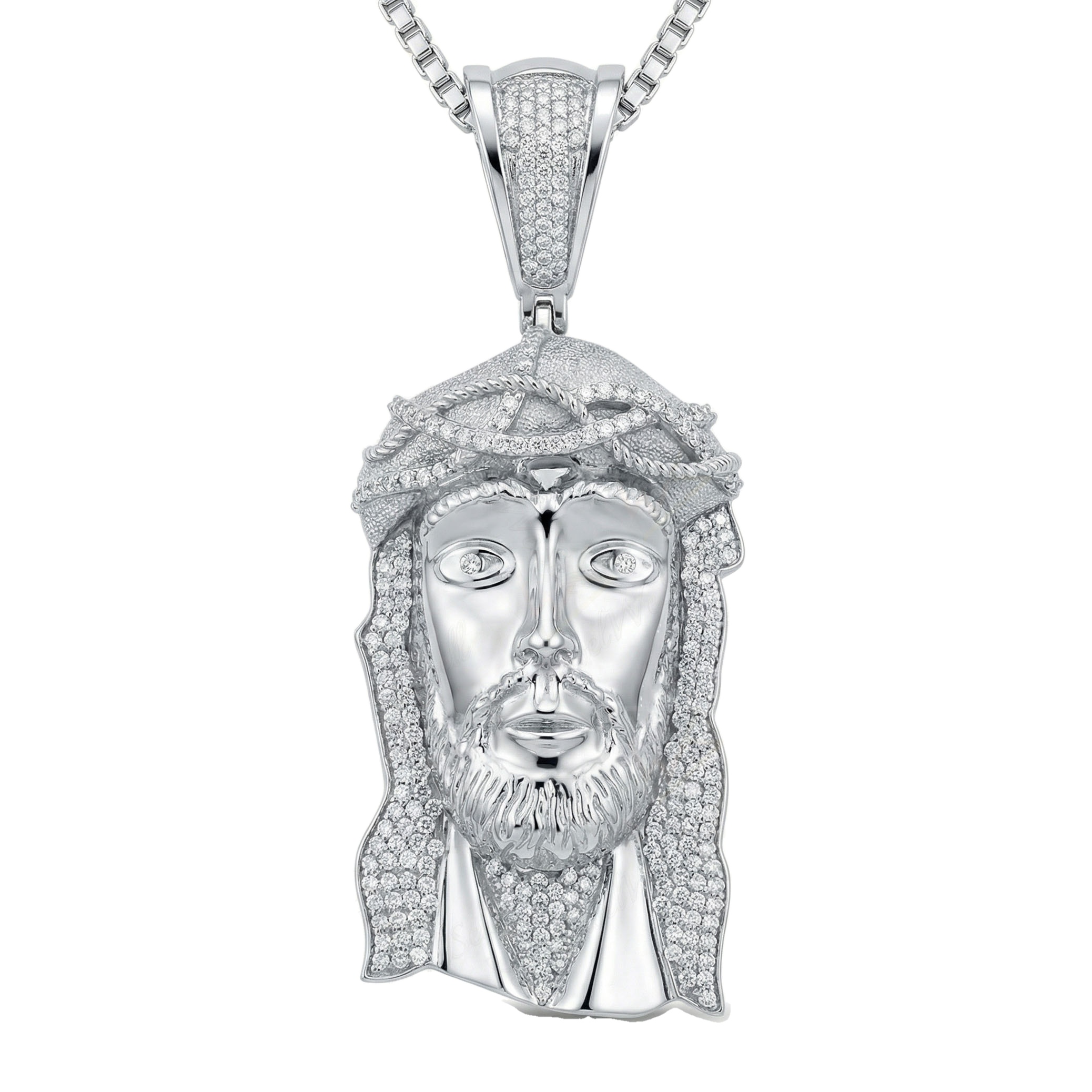 1.20 ct EF VS Lab Grown Diamond Jesus Pendant in 10k White Gold