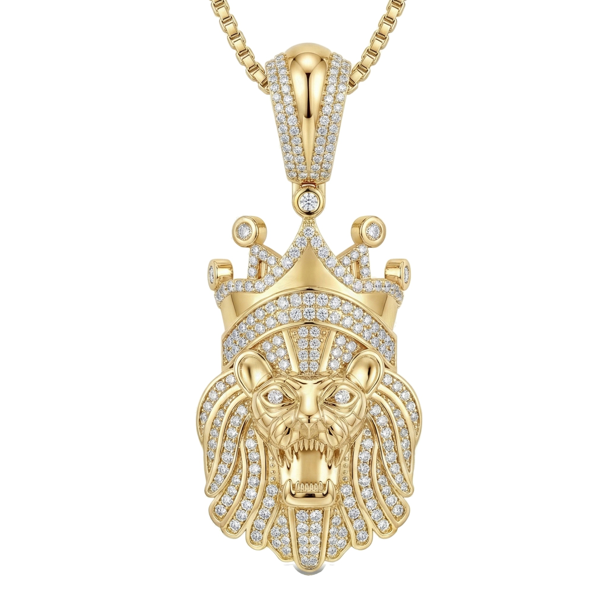 1.90 ct EF VS Lab Grown Diamond Lion Tiger Pendant in 14k Yellow Gold