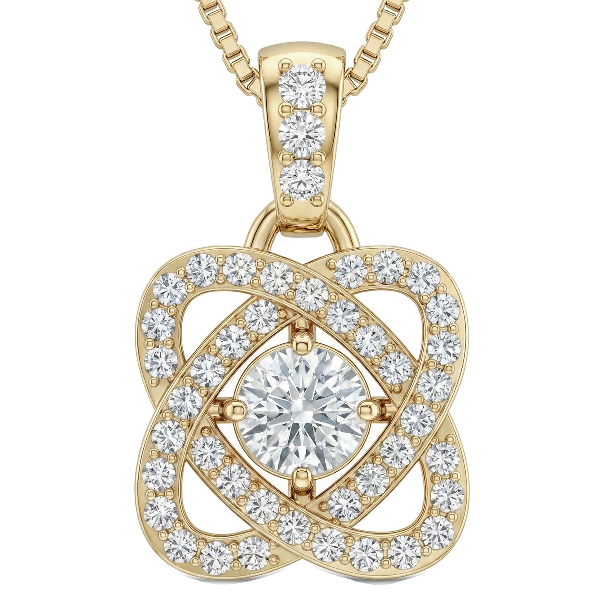 0.45 ct EF VS Lab Grown Diamond Halo Pendant in 10k Yellow Gold
