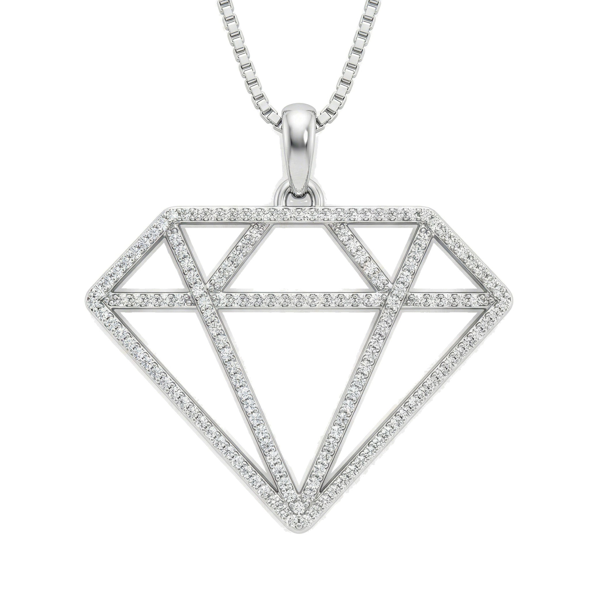 0.70 ct EF VS Lab Grown Diamond Card Pendant in 14k White Gold