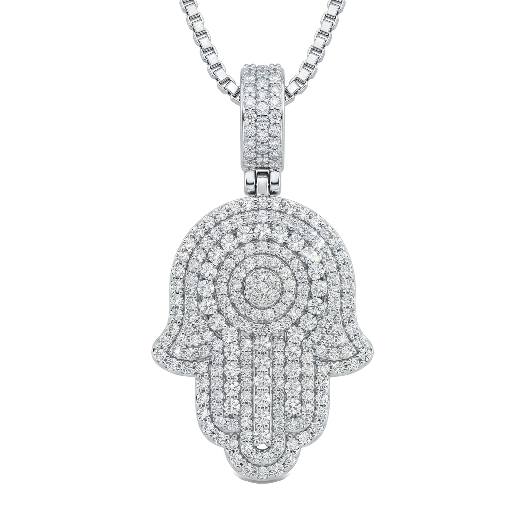 1.25 ct EF VS Lab Grown Diamond Hamsa Pendant in 14k White Gold