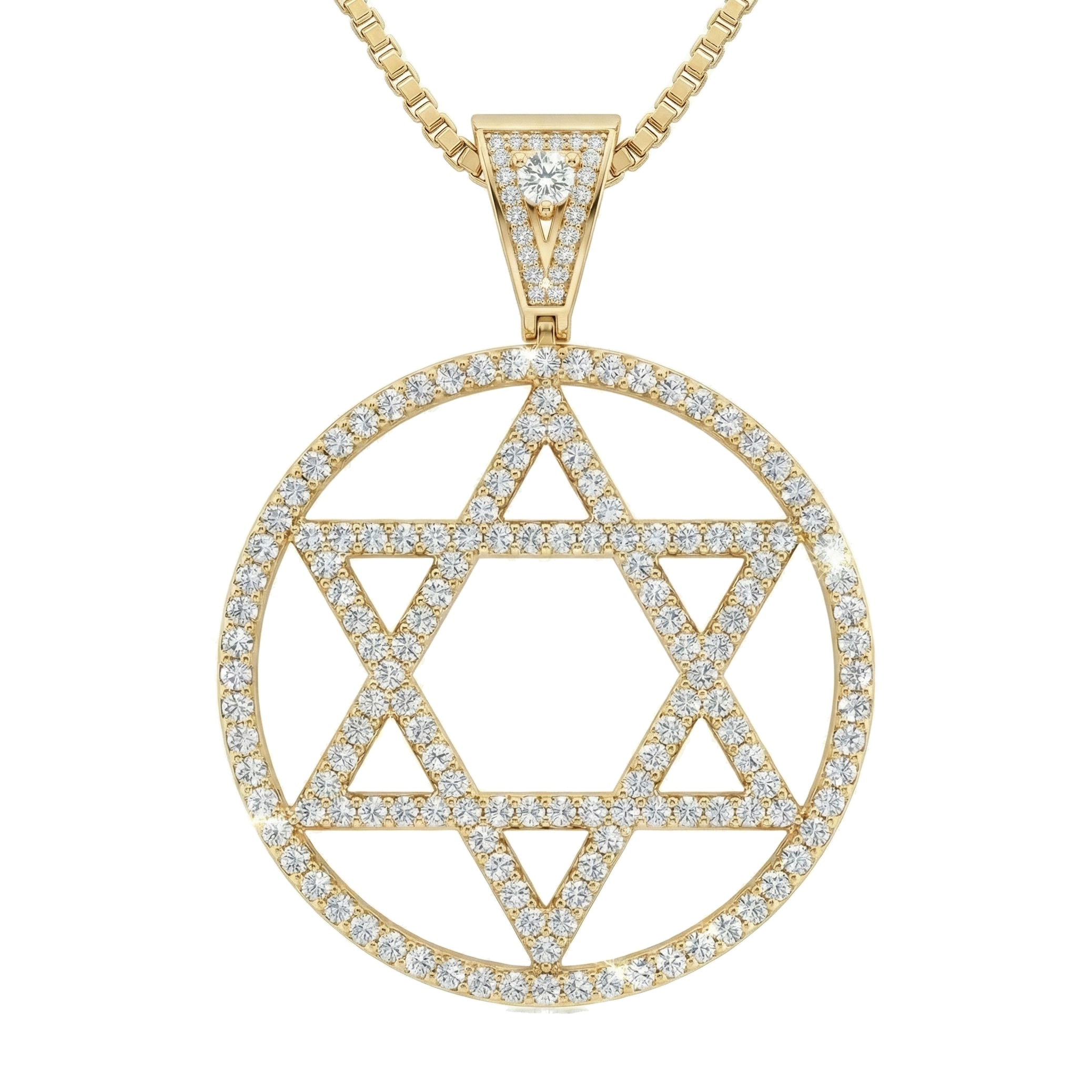 3.40 ct EF VS Lab Grown Diamond Star of David in 14k Yellow Gold