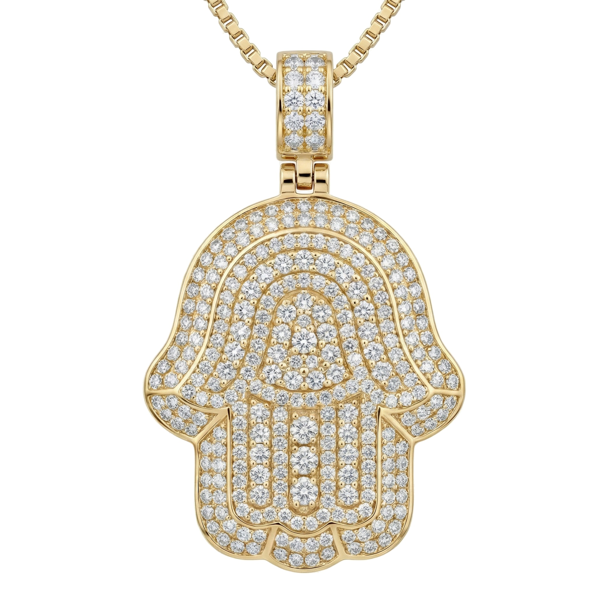 2.00 ct EF VS Lab Grown Diamond Hamsa Pendant in 14k Yellow Gold