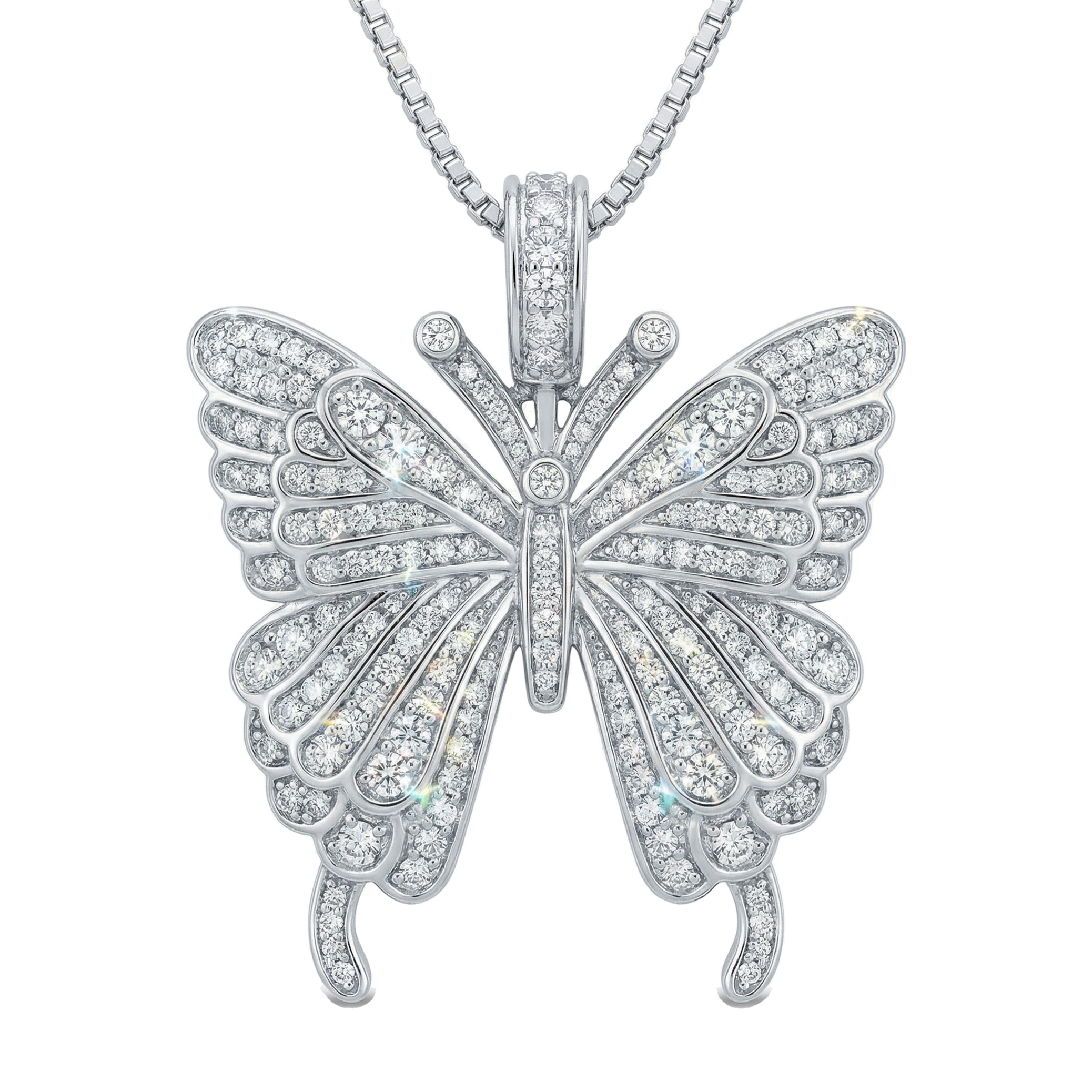 3.00 ct EF VS Lab Grown Diamond Butterfly Pendant in 14k White Gold