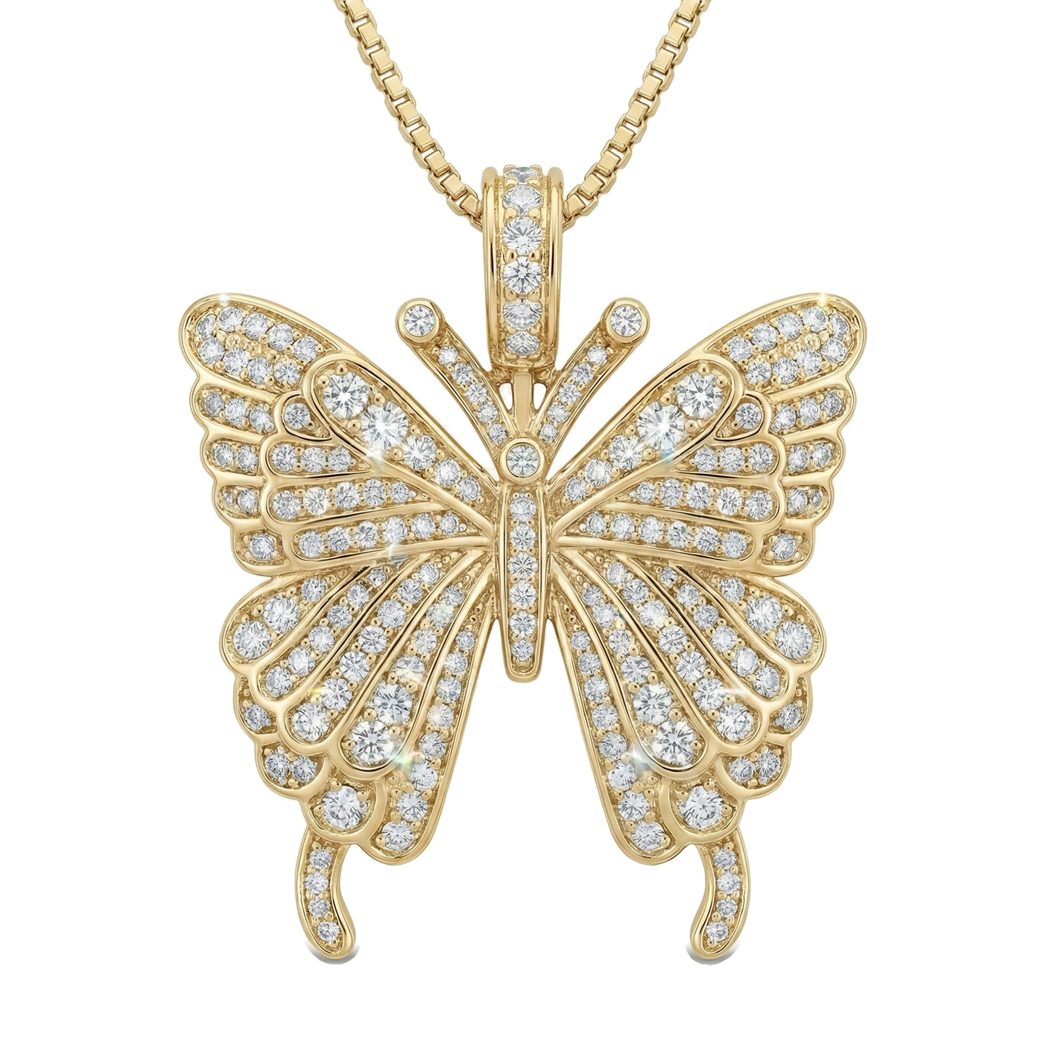 3.00 ct EF VS Lab Grown Diamond Butterfly Pendant in 10k Yellow Gold