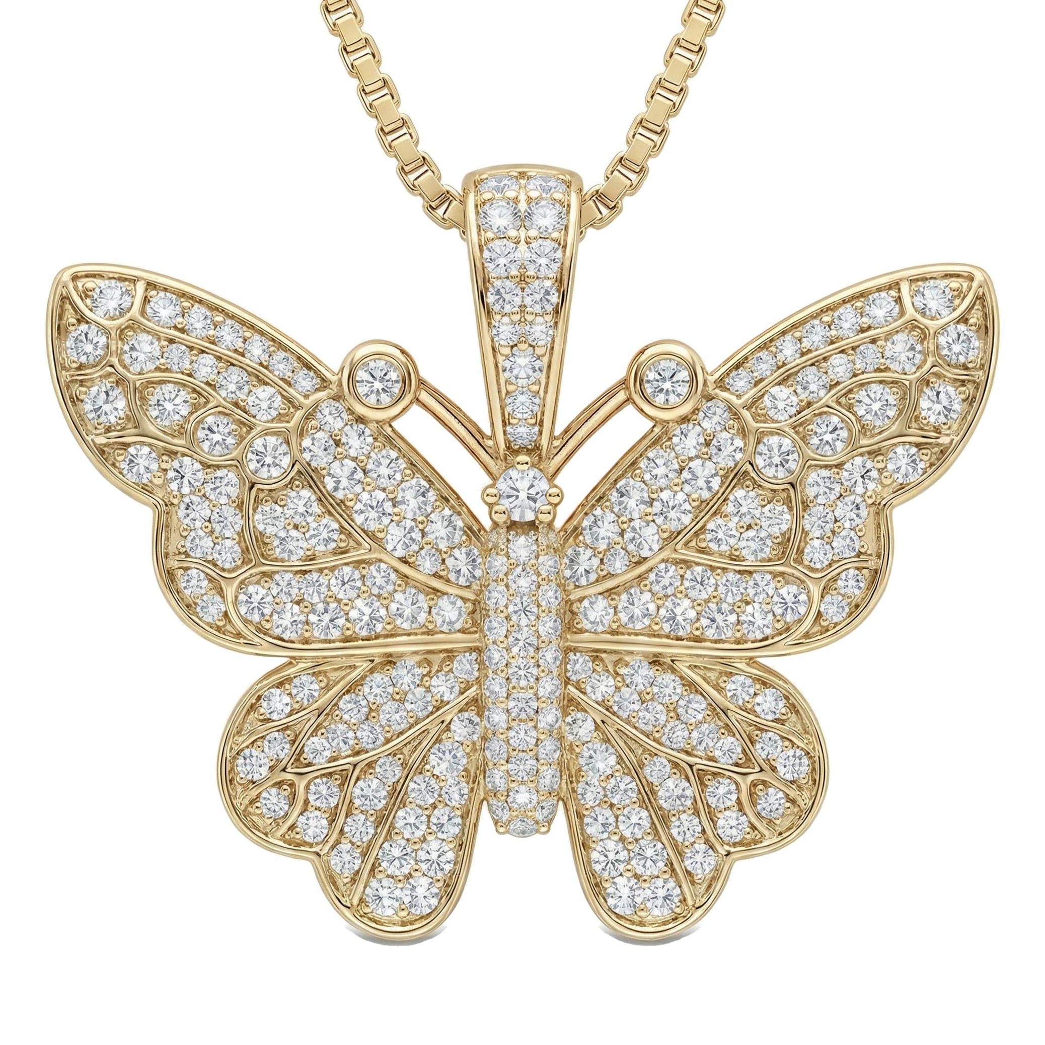 2.33 ct EF VS Lab Grown Diamond Butterfly Pendant in 14k Yellow Gold