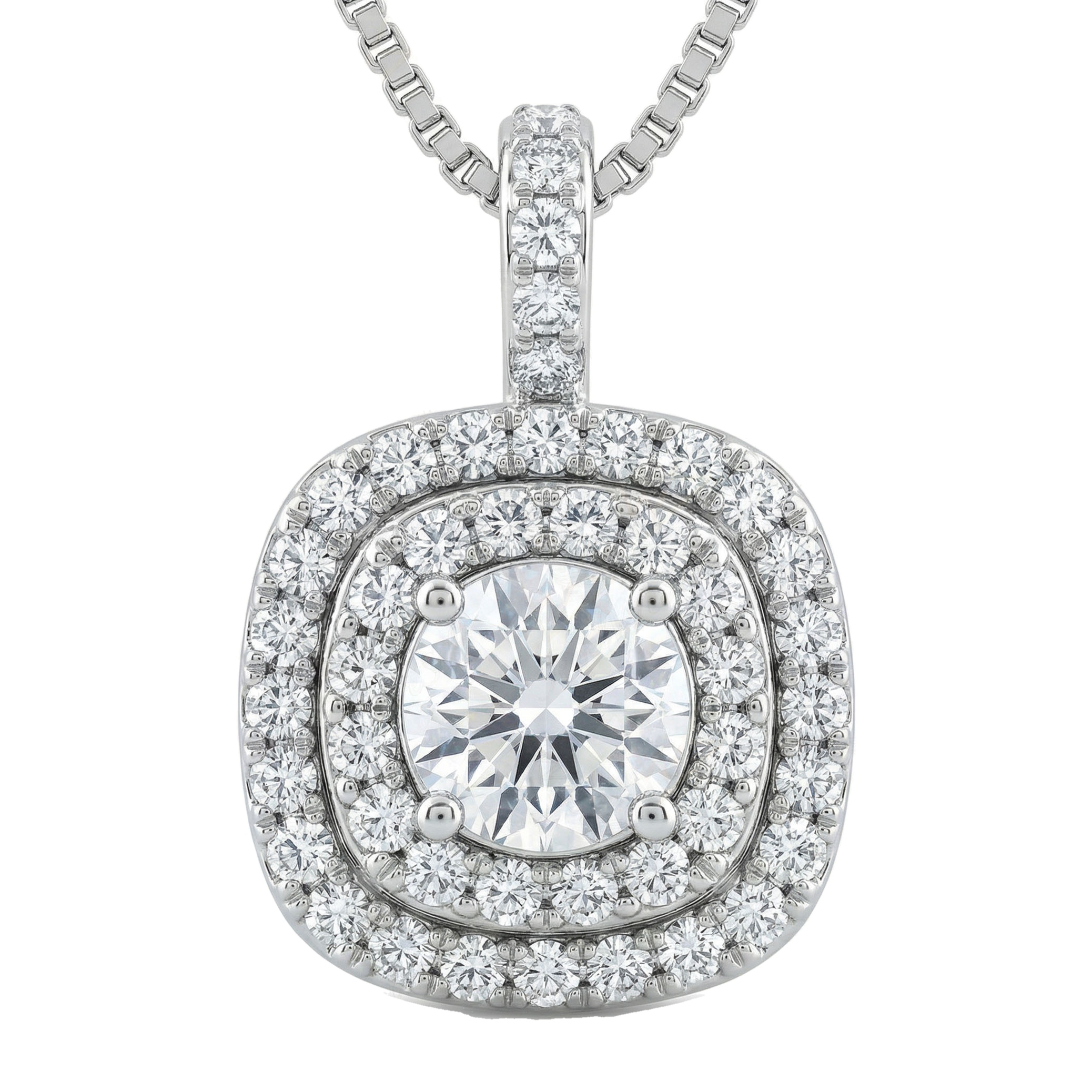 1.25 ct EF VS Lab Grown Diamond Halo Pendant in 10k White Gold
