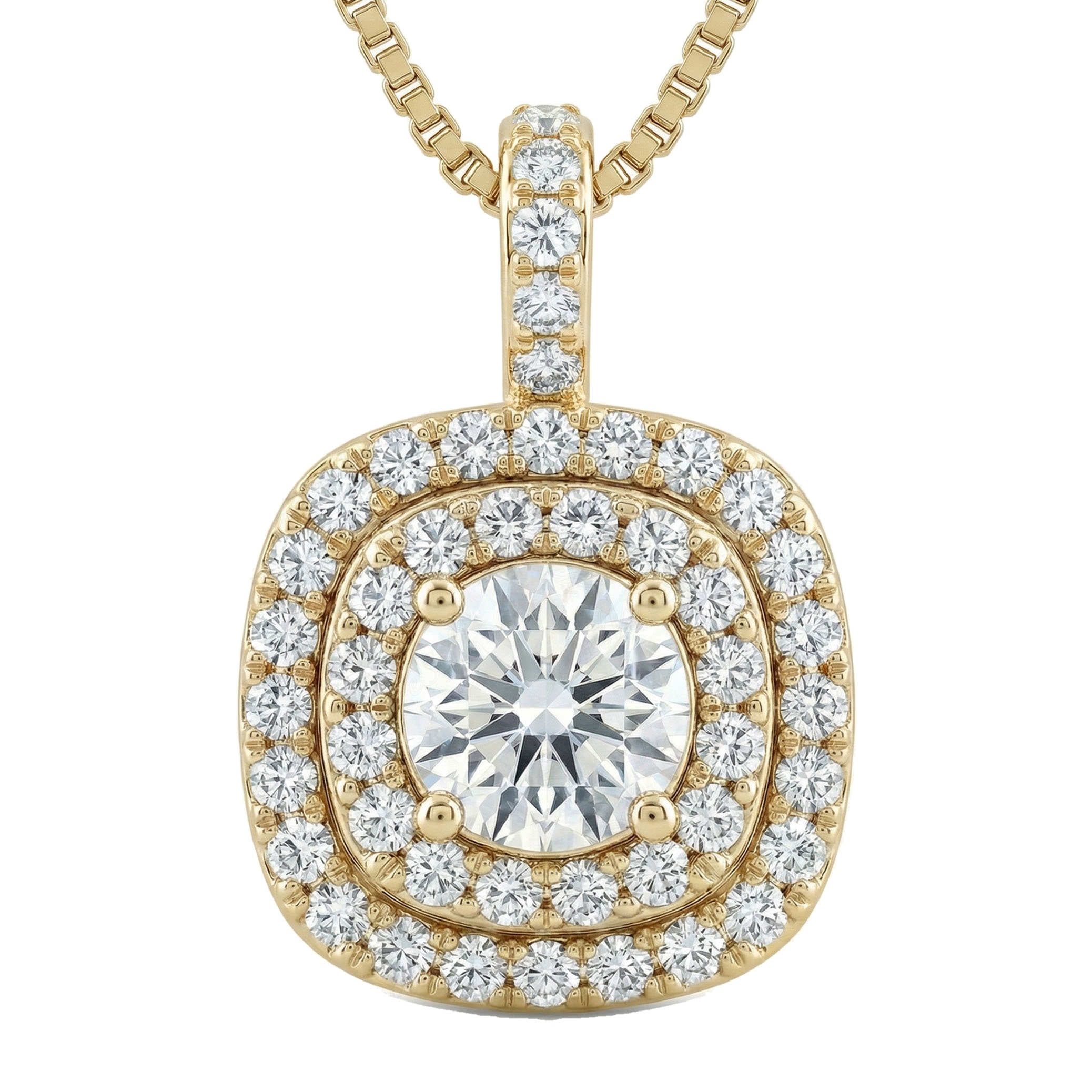1.25 ct EF VS Lab Grown Diamond Halo Pendant in 10k Yellow Gold