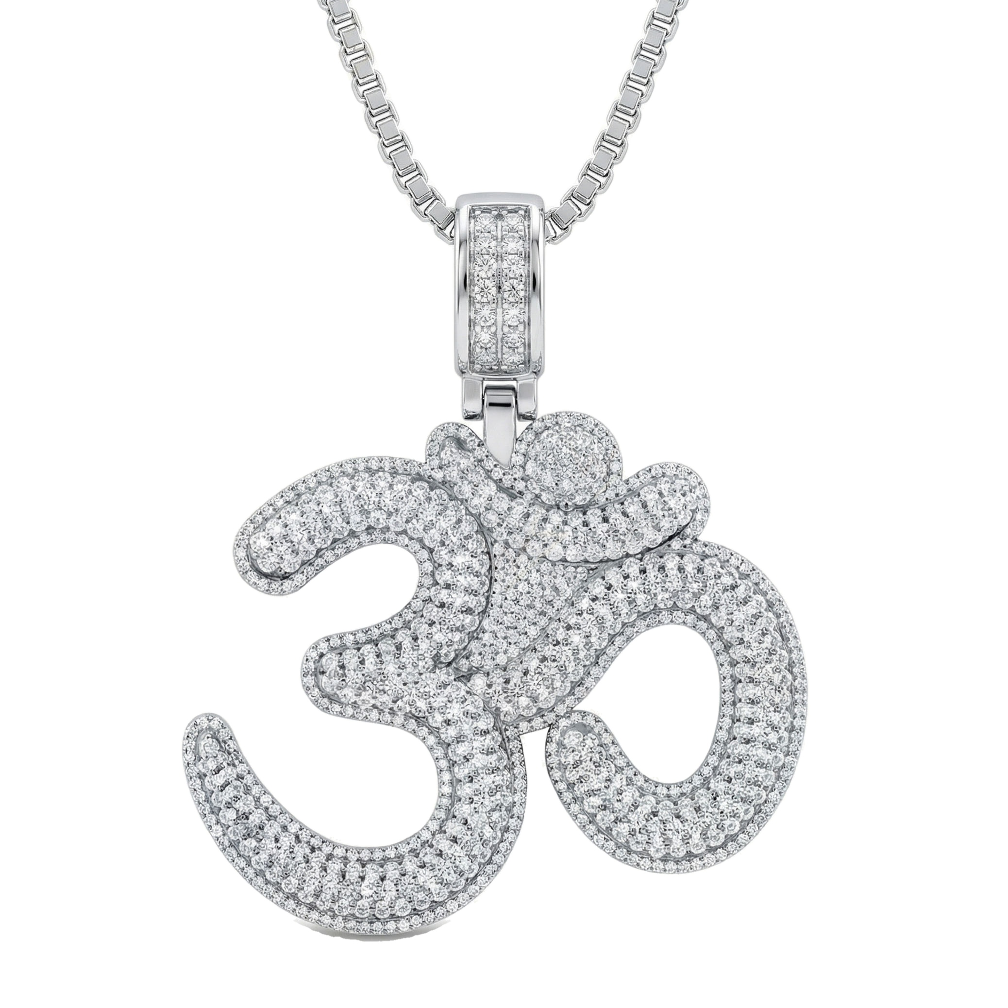 12.70 ct EF VS Lab Grown Diamond Hindu Religious Pendant in 10k White Gold