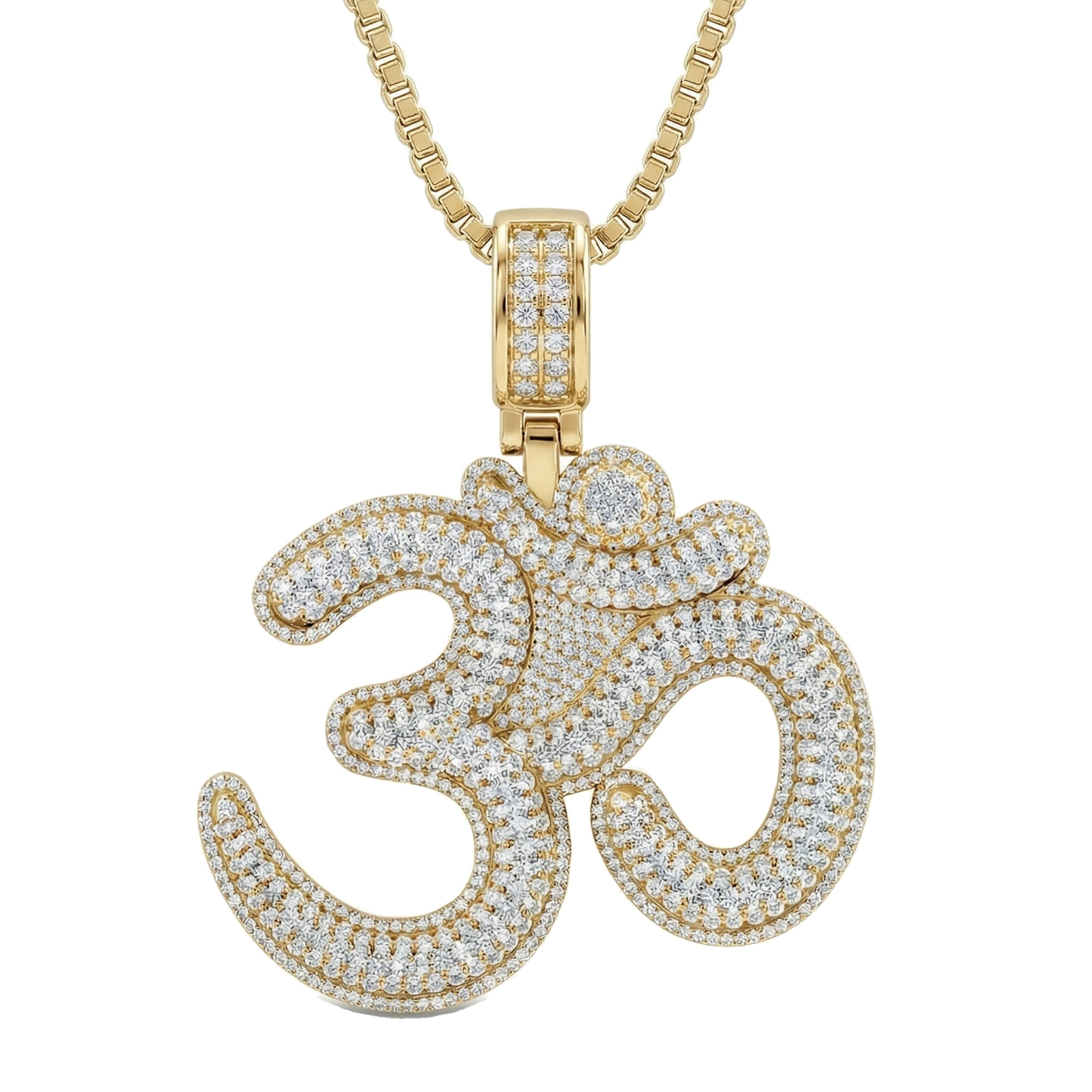 12.70 ct EF VS Lab Grown Diamond Hindu Religious Pendant in 10k Yellow Gold