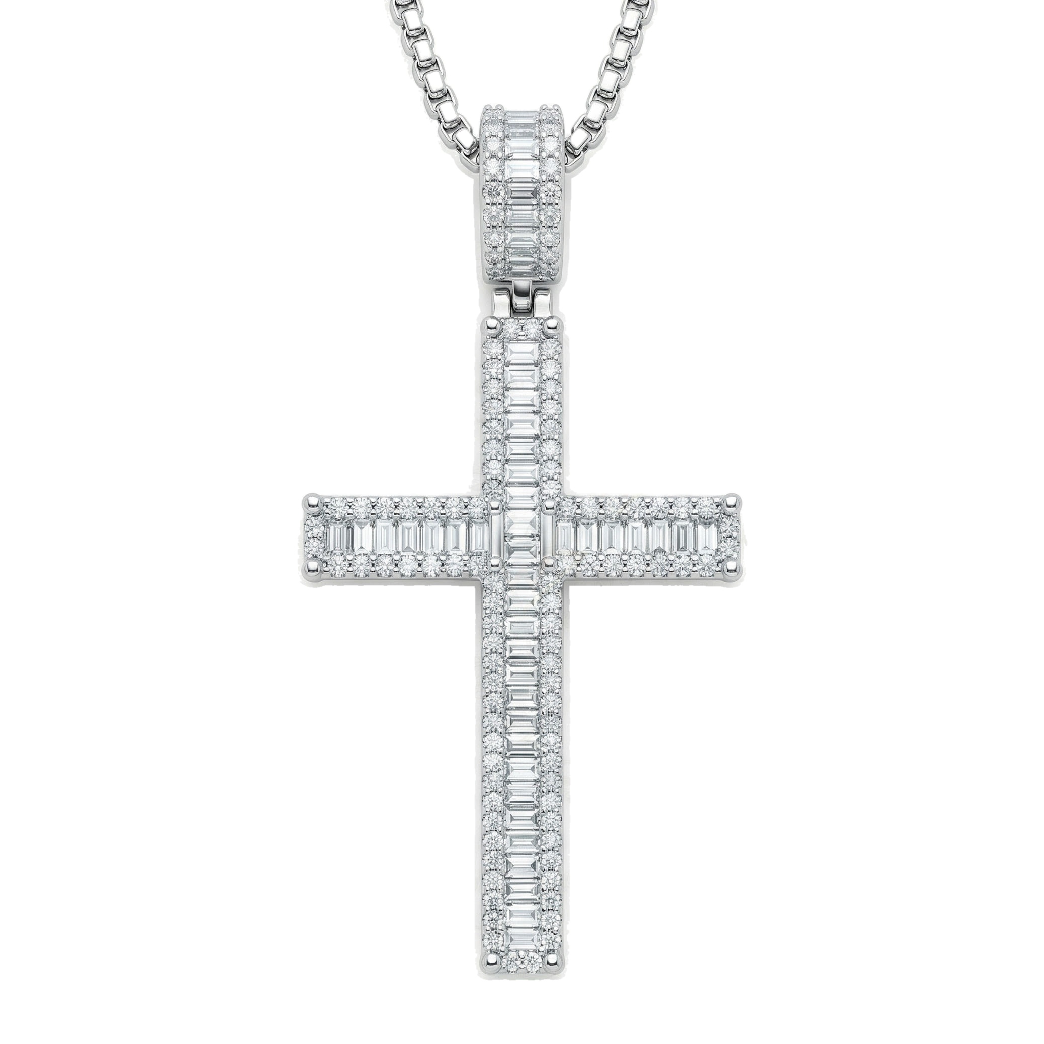 3.80 ct EF VS Lab Grown Diamond Cross Pendant in 10k White Gold
