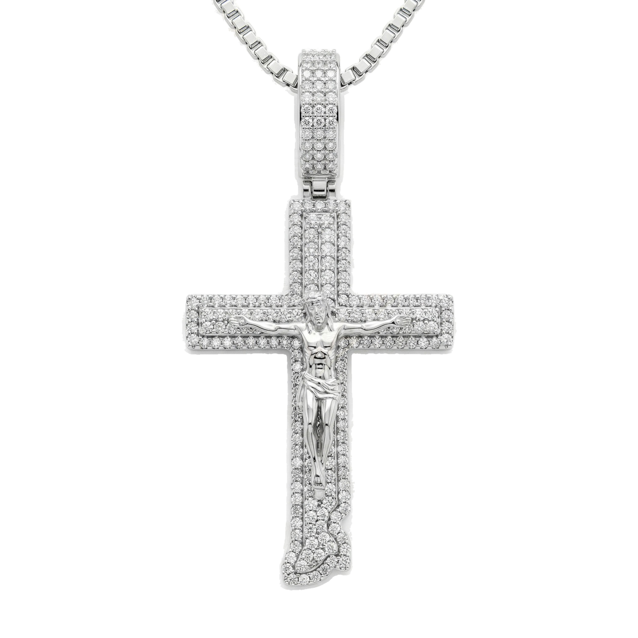1.20 ct EF VS Lab Grown Diamond Jesus Pendant in 10k White Gold