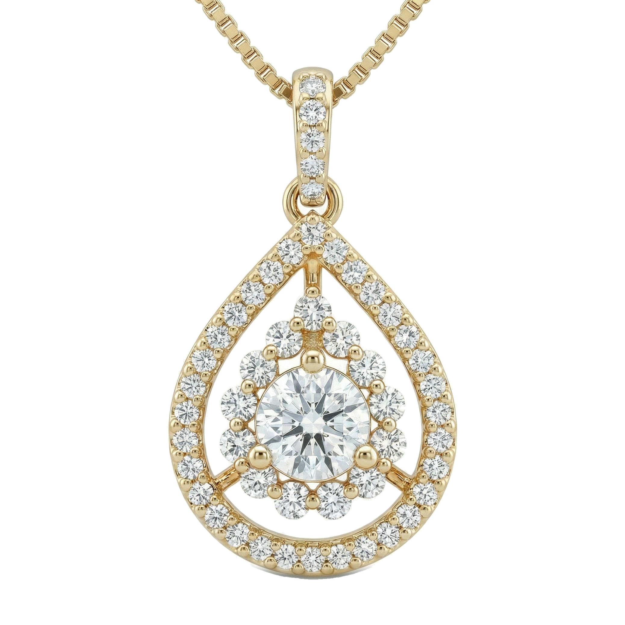2.15 ct EF VS Lab Grown Diamond Drop Pendant in 14k Yellow Gold