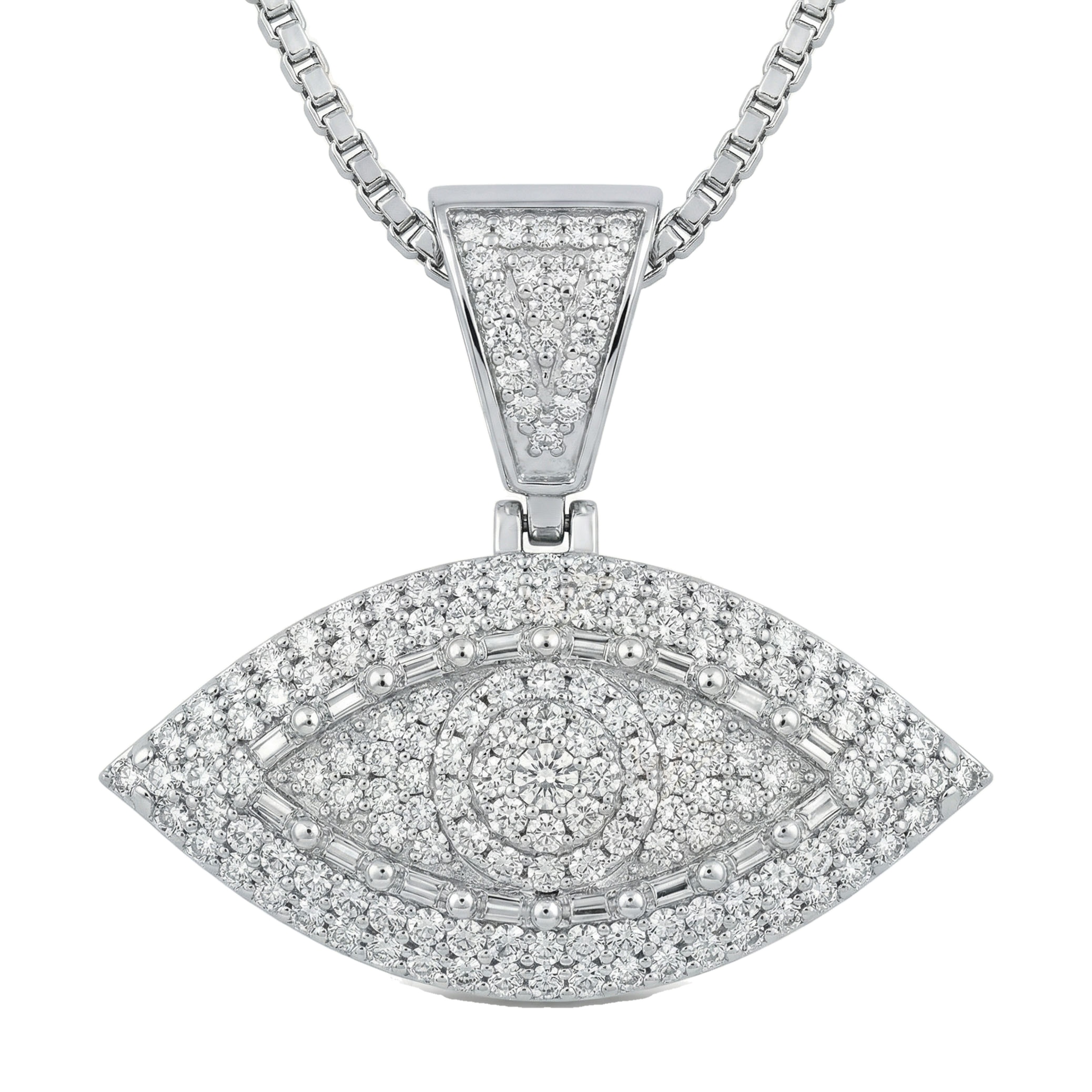 2.50 ct EF VS Lab Grown Diamond Evil Eye Pendant in 14k White Gold