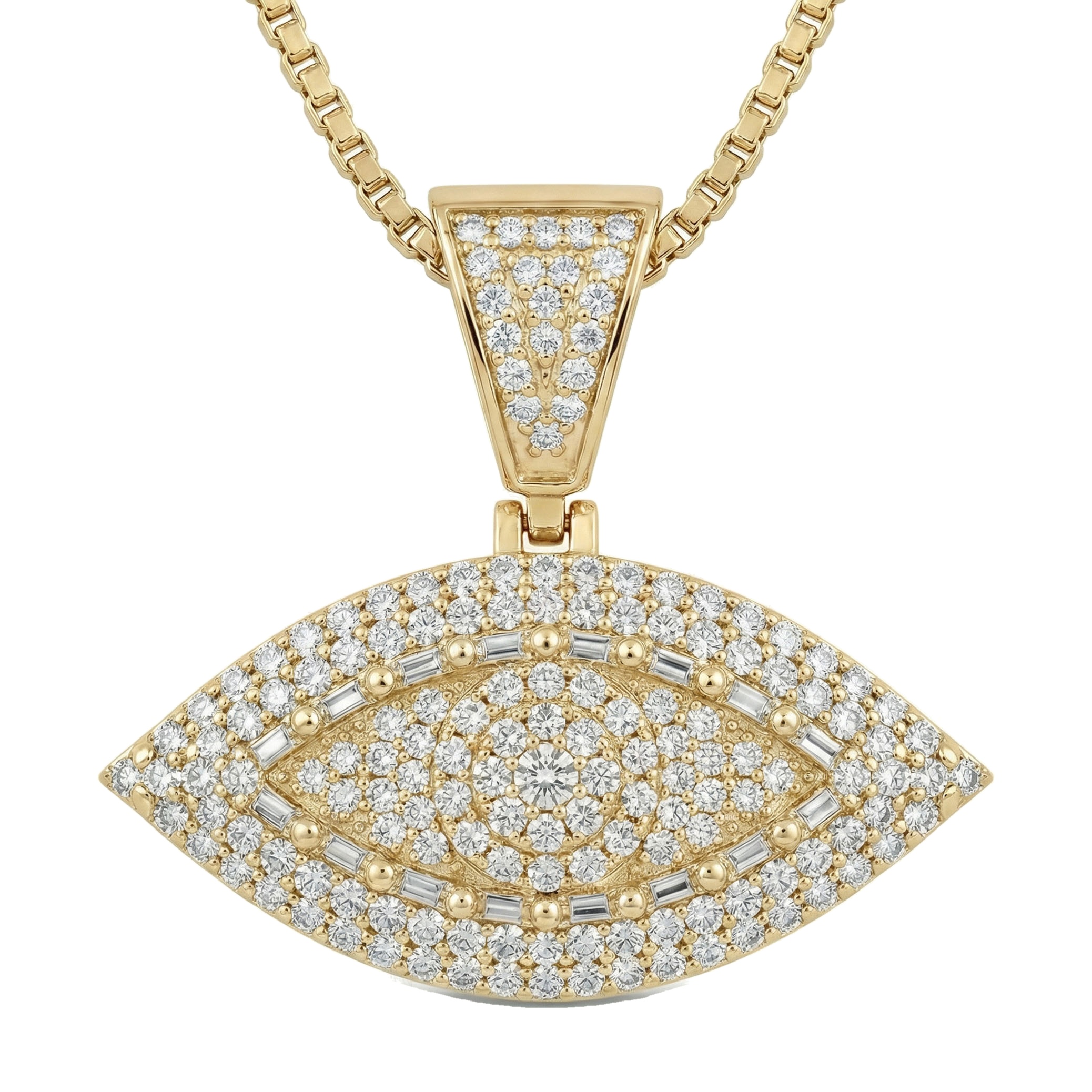 2.50 ct EF VS Lab Grown Diamond Evil Eye Pendant in 14k Yellow Gold