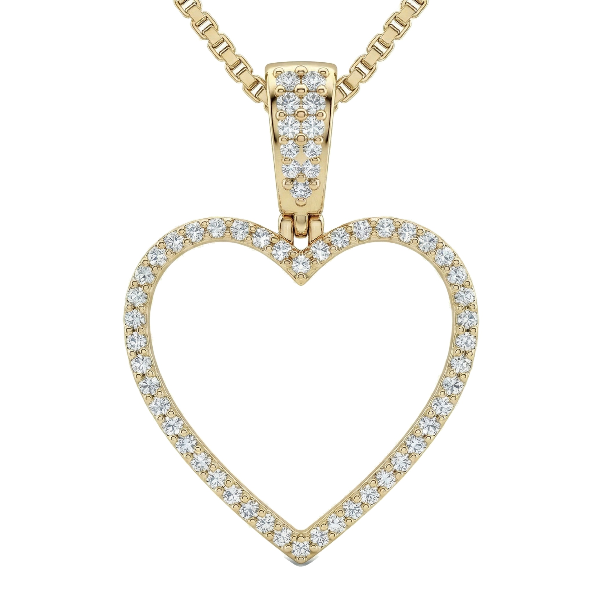 1.50 ct EF VS Lab Grown Diamond Heart Pendant in 14k Yellow Gold