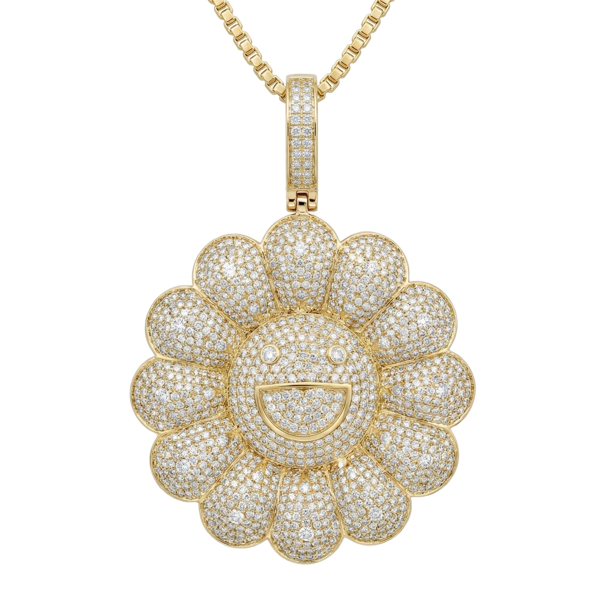 5.40 ct EF VS Lab Grown Diamond Flower Pendant in 14k Yellow Gold