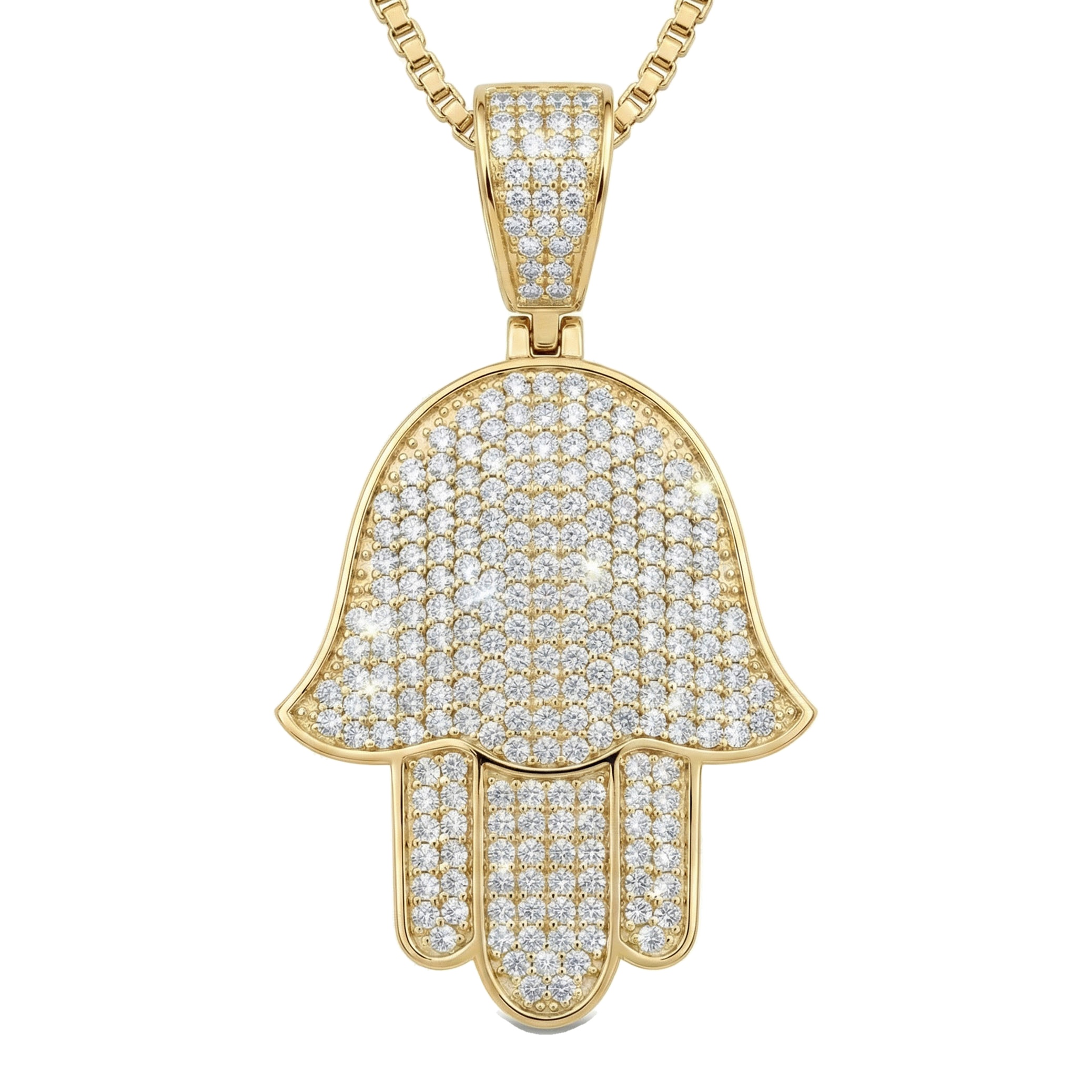1.00 ct EF VS Lab Grown Diamond Hamsa Pendant in 10k Yellow Gold