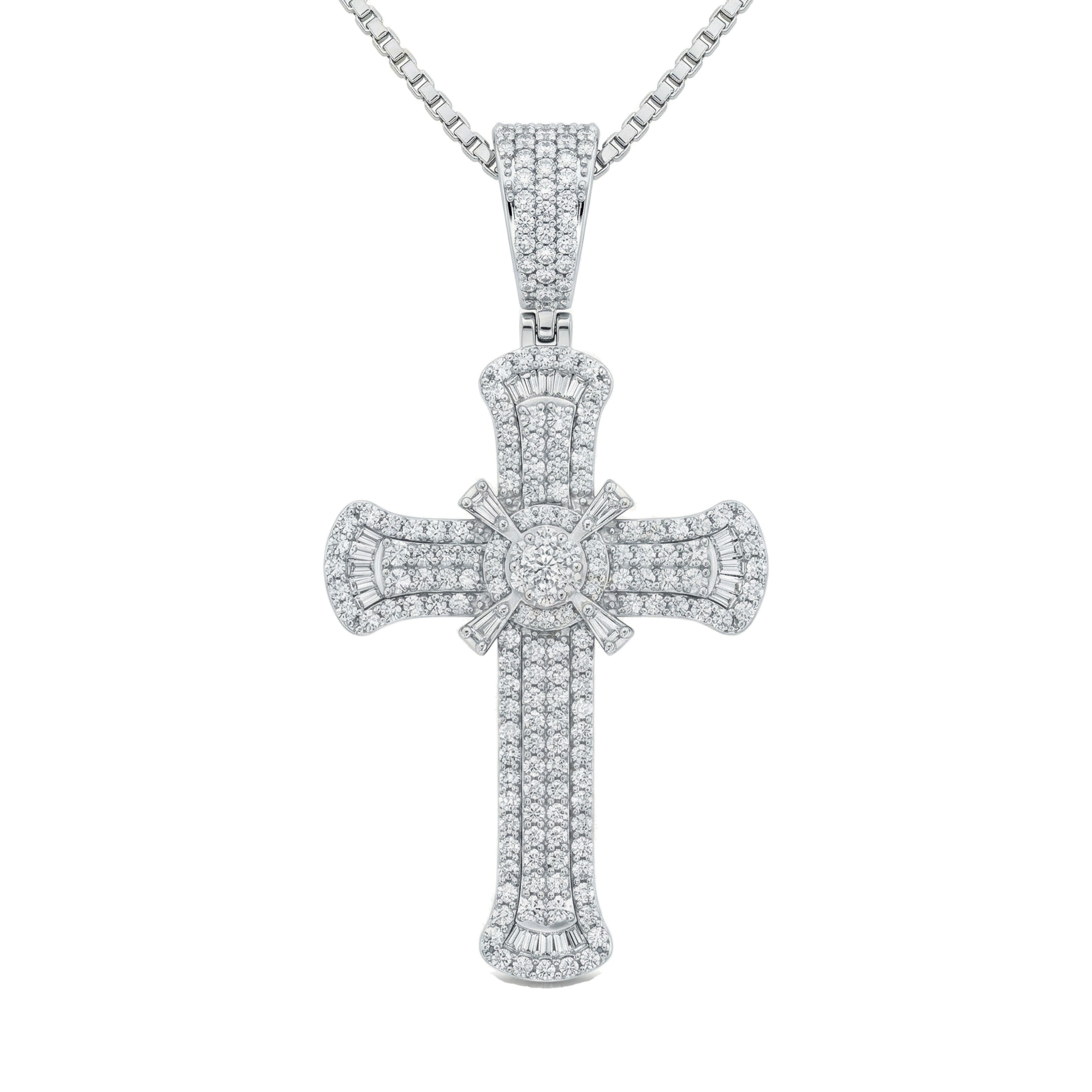 3.30 ct EF VS Lab Grown Diamond Cross Pendant in 14k White Gold