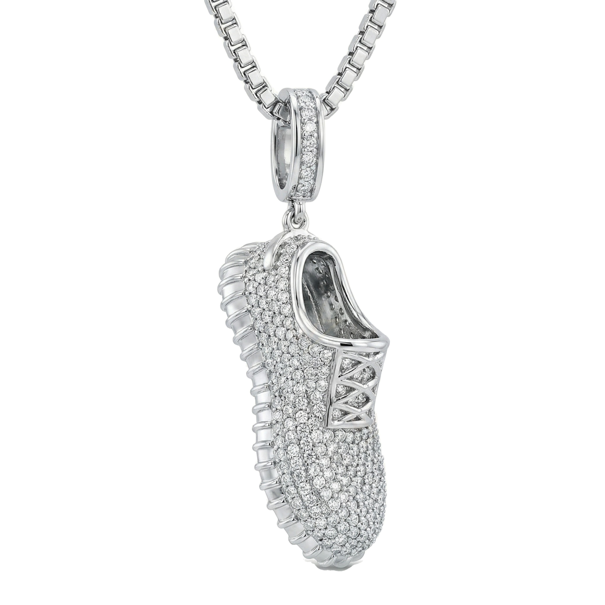 3.00 ct EF VS Lab Grown Diamond Shoe Pendant in 14k White Gold