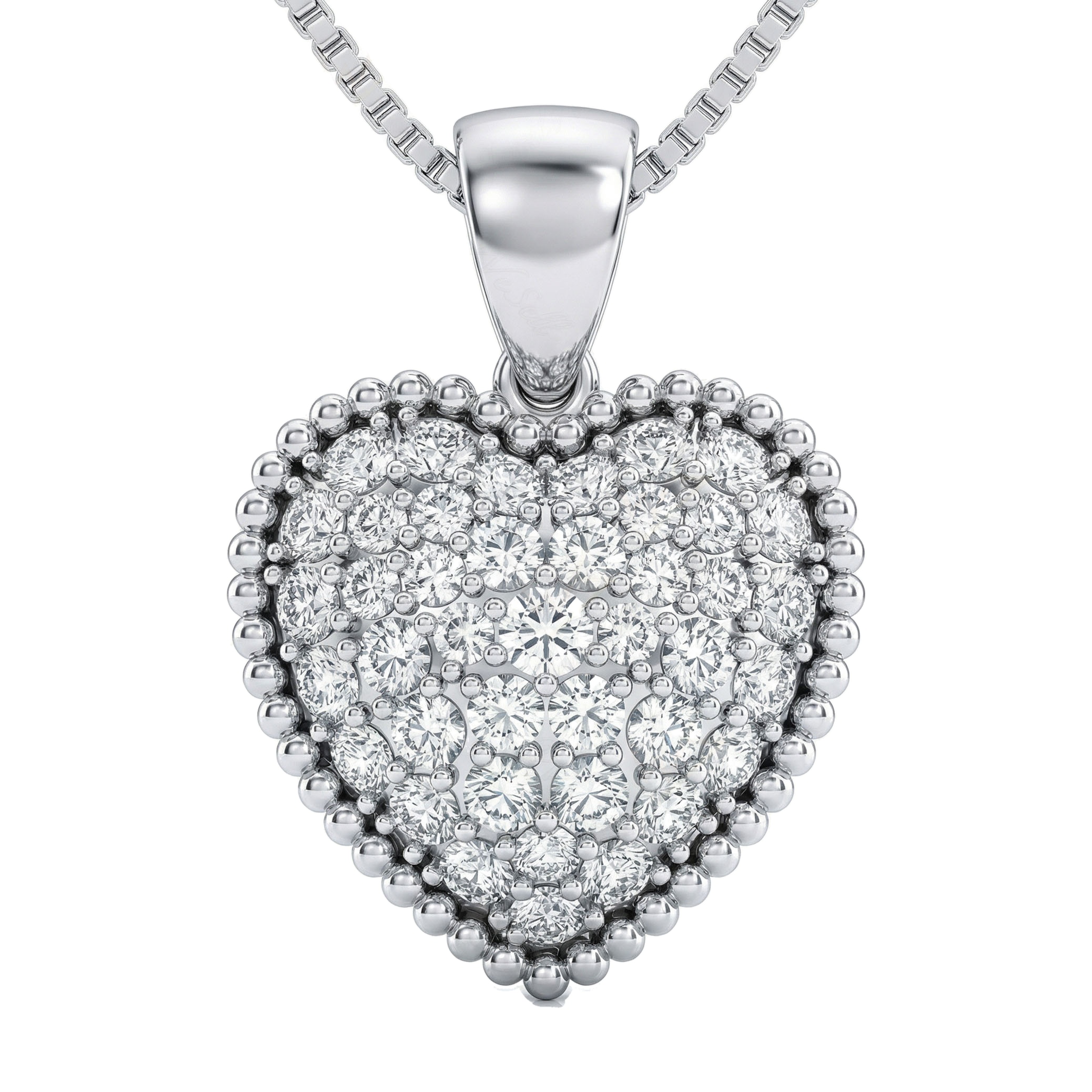 2.33 ct EF VS Lab Grown Diamond Heart Pendant in 14k White Gold