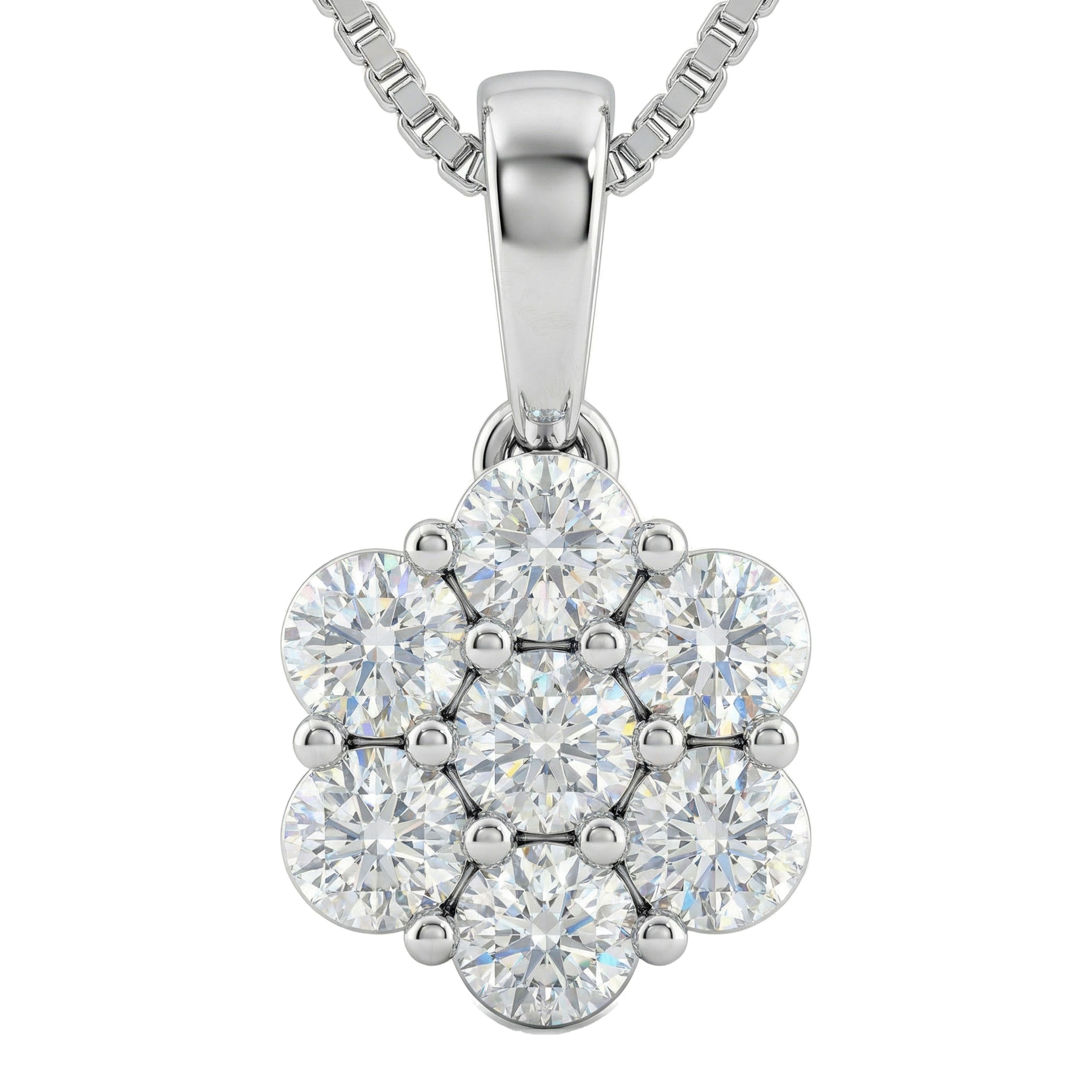 2.25 ct EF VS Lab Grown Diamond Cluster Pendant in 14k White Gold