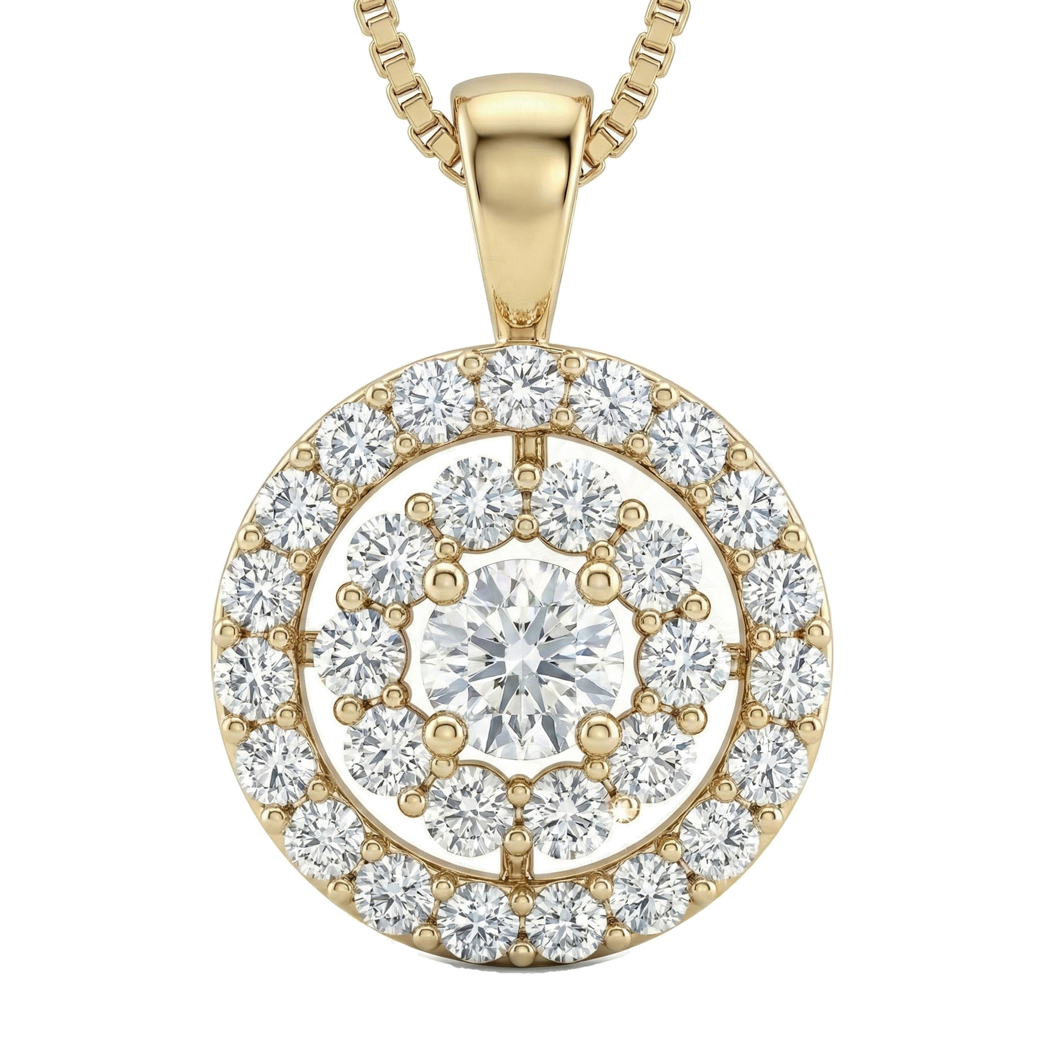1.20 ct EF VS Lab Grown Diamond Halo Pendant in 10k Yellow Gold
