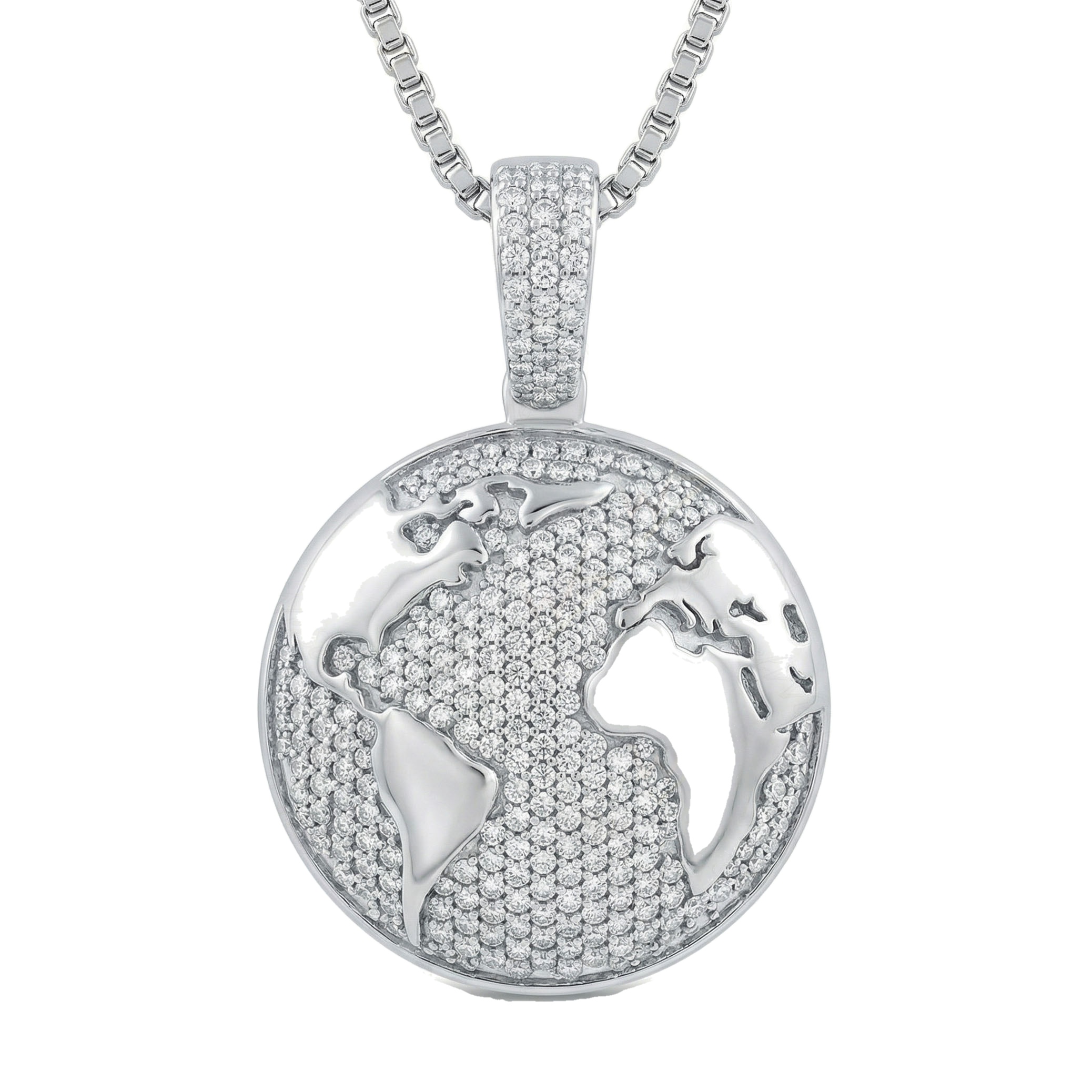 2.50 ct EF VS Lab Grown Diamond Map Pendant in 14k White Gold