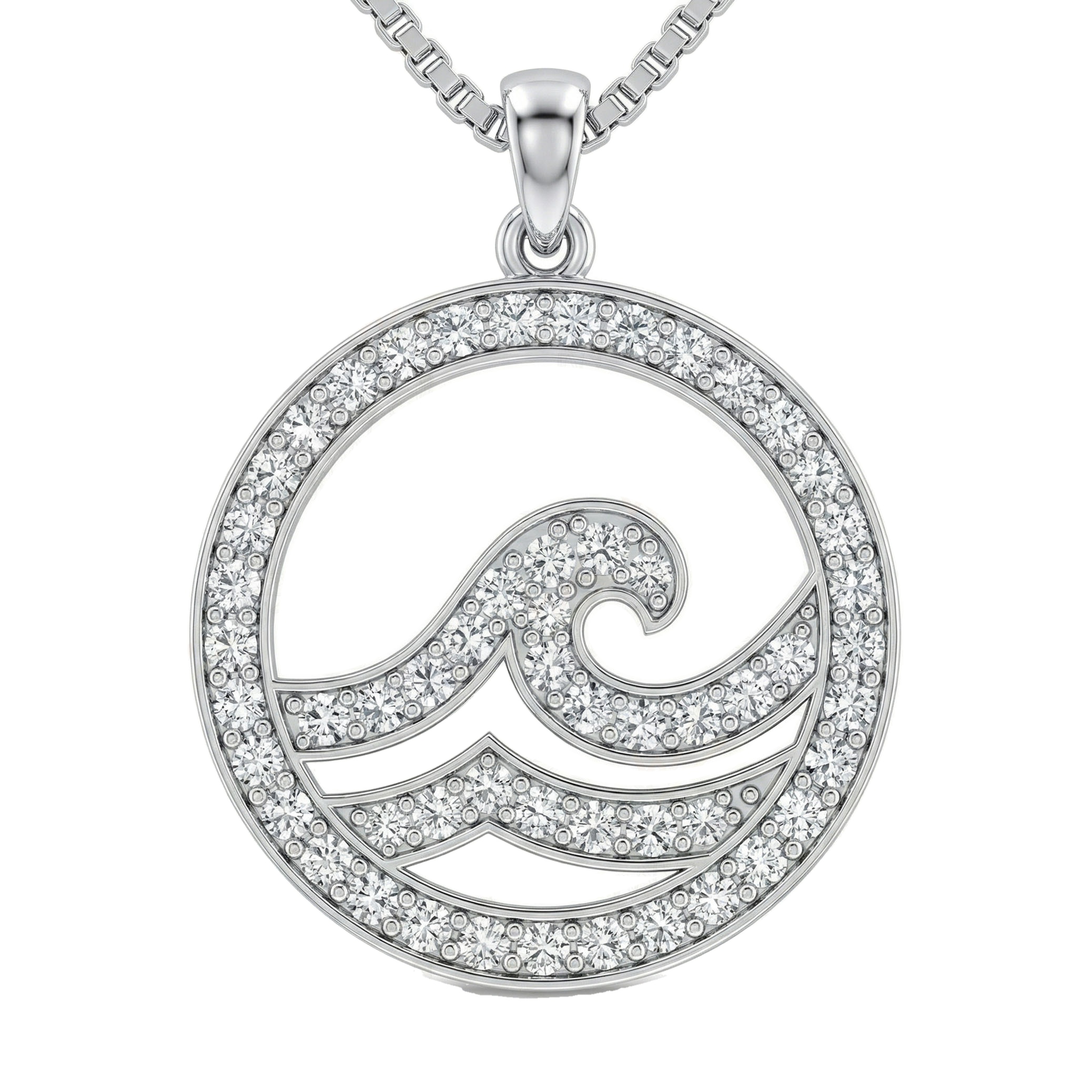 0.85 ct EF VS Lab Grown Diamond Circle Pendant in 10k White Gold