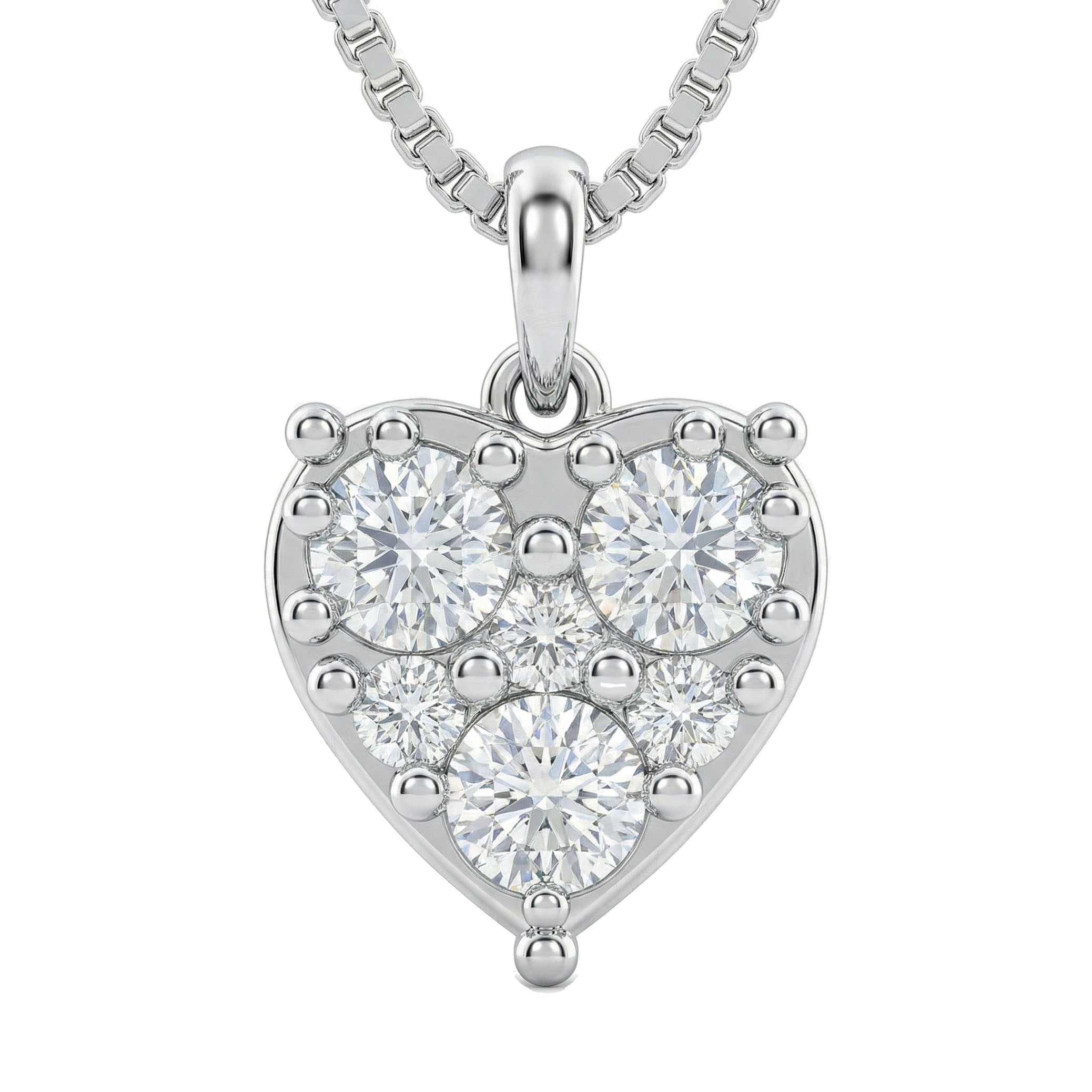 1.75 ct EF VS Lab Grown Diamond Cluster Pendant in 14k White Gold