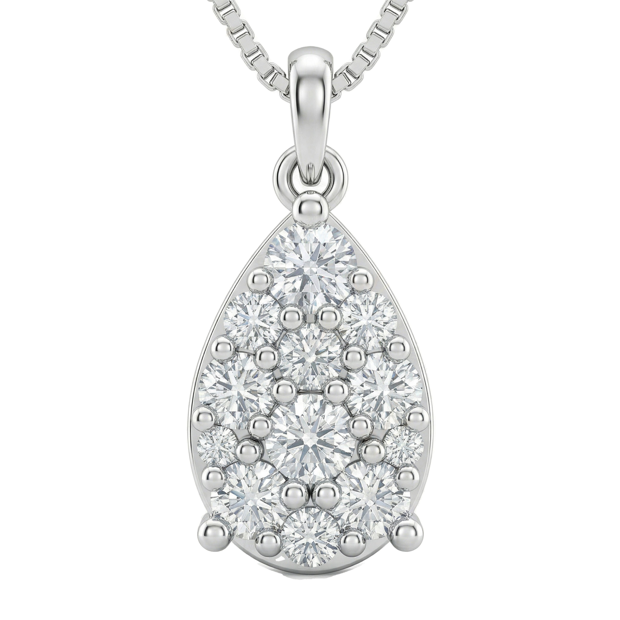 1.75 ct EF VS Lab Grown Diamond Cluster Pendant in 10k White Gold