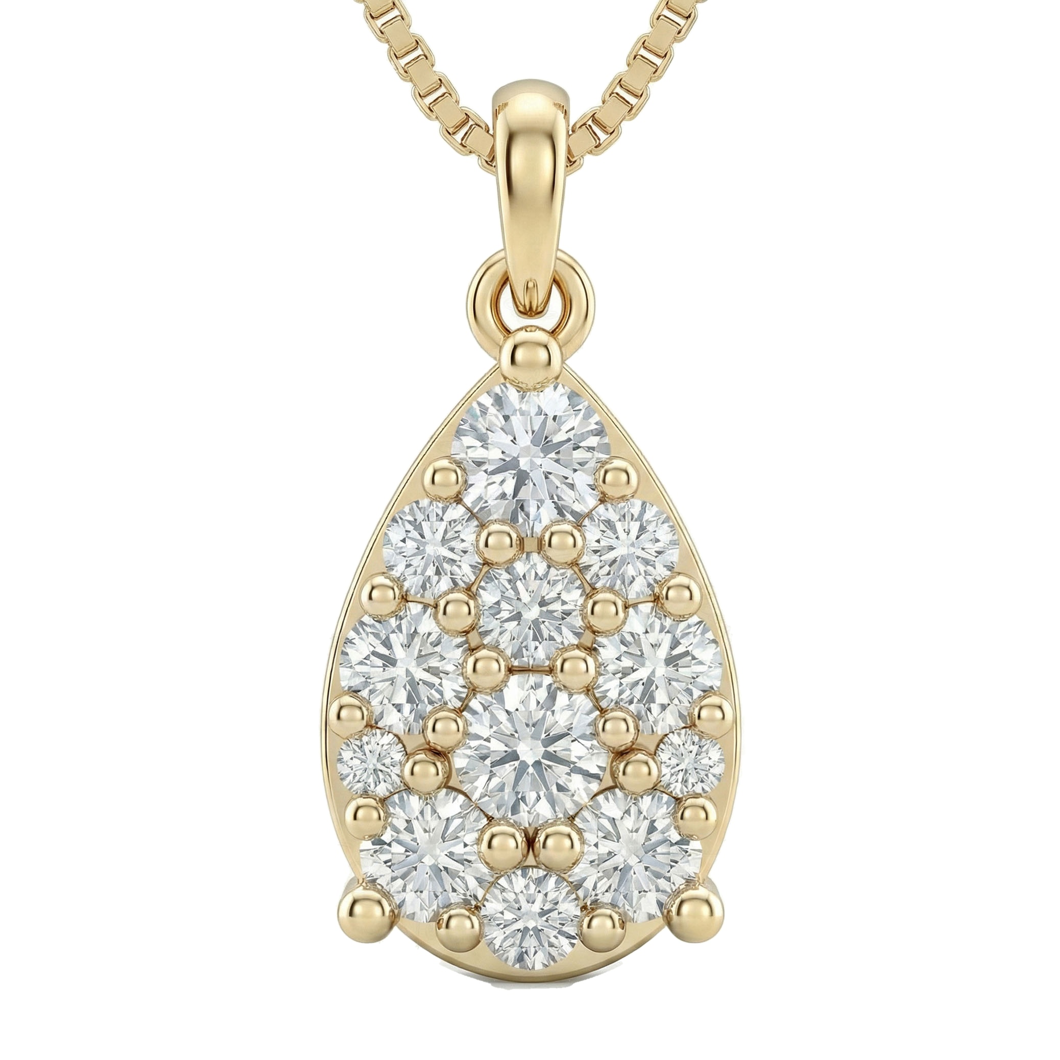 1.75 ct EF VS Lab Grown Diamond Cluster Pendant in 10k Yellow Gold