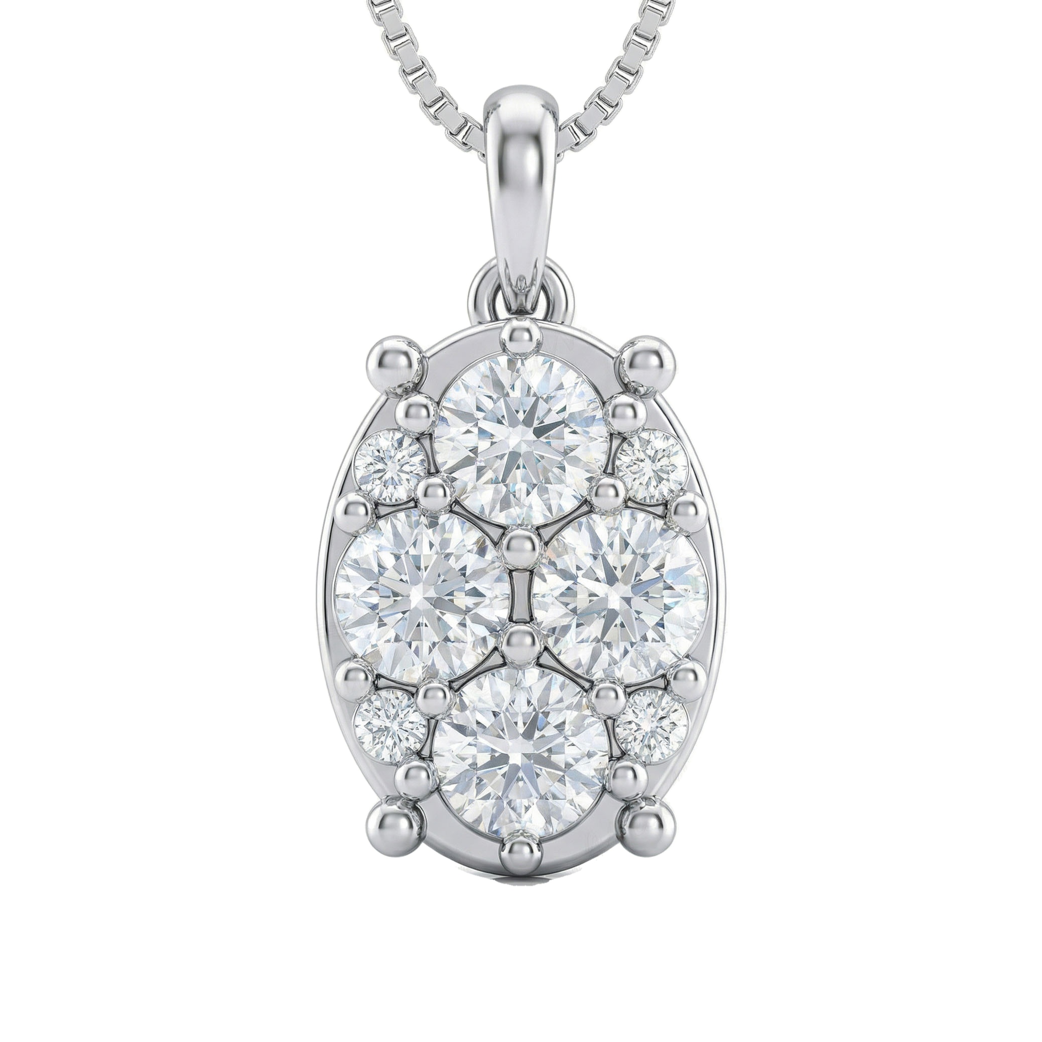 1.60 ct EF VS Lab Grown Diamond Cluster Pendant in 14k White Gold