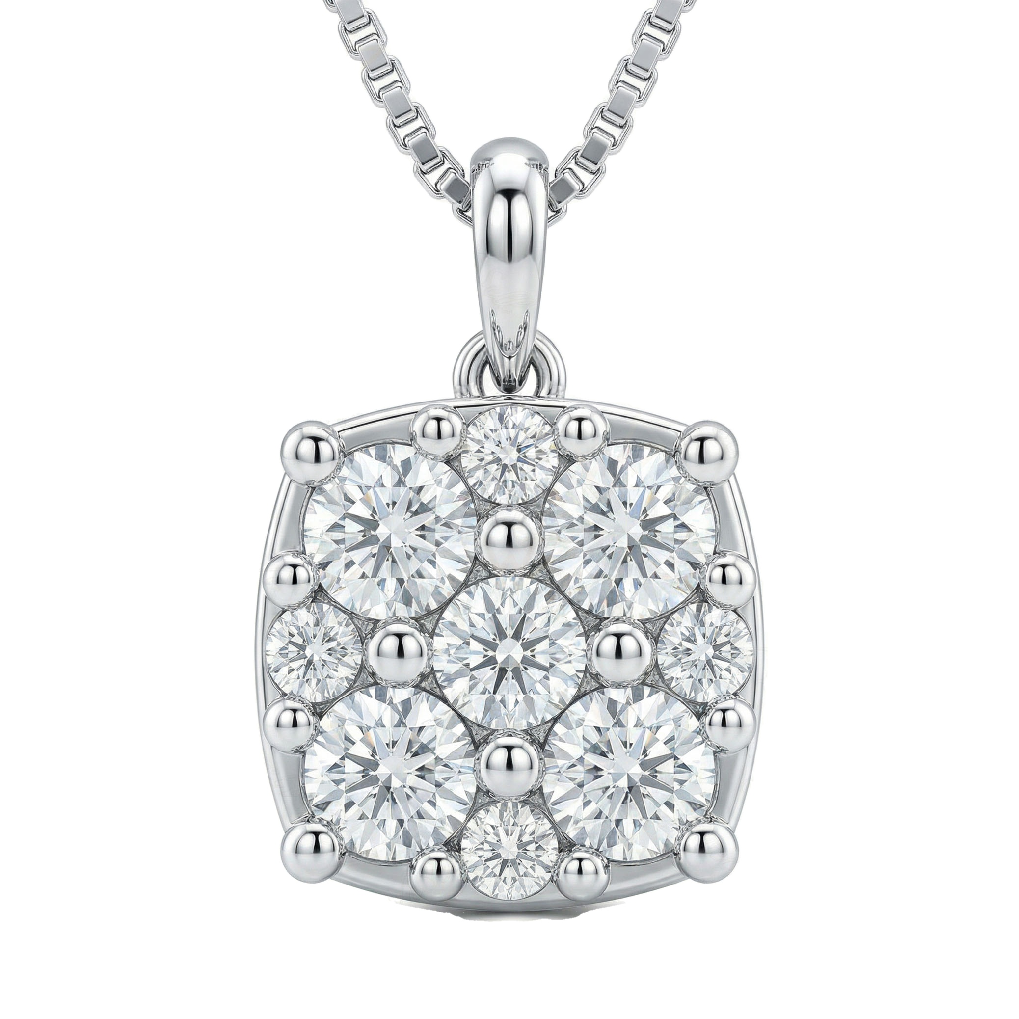 0.60 ct EF VS Lab Grown Diamond Cluster Pendant in 10k White Gold