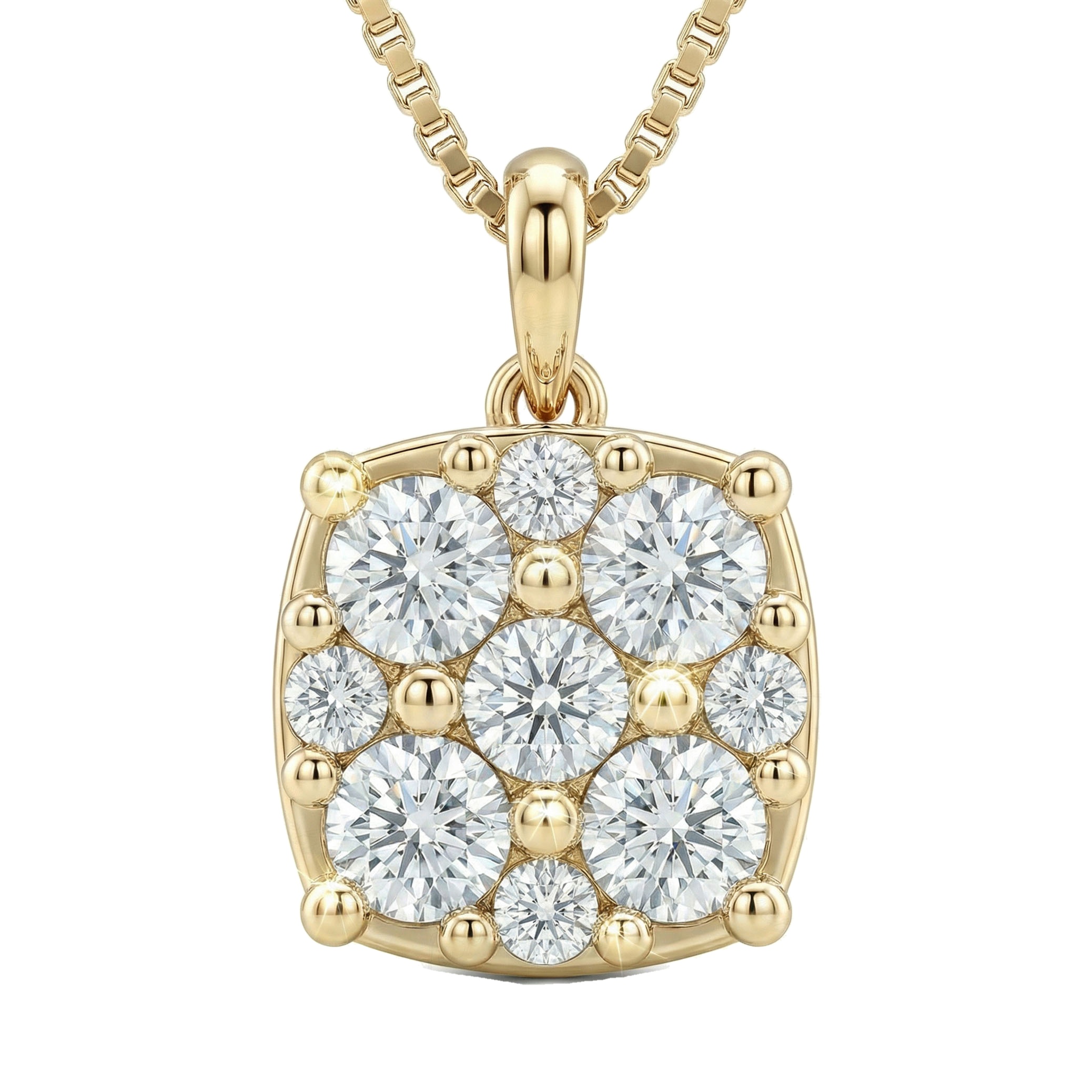 0.60 ct EF VS Lab Grown Diamond Cluster Pendant in 10k Yellow Gold