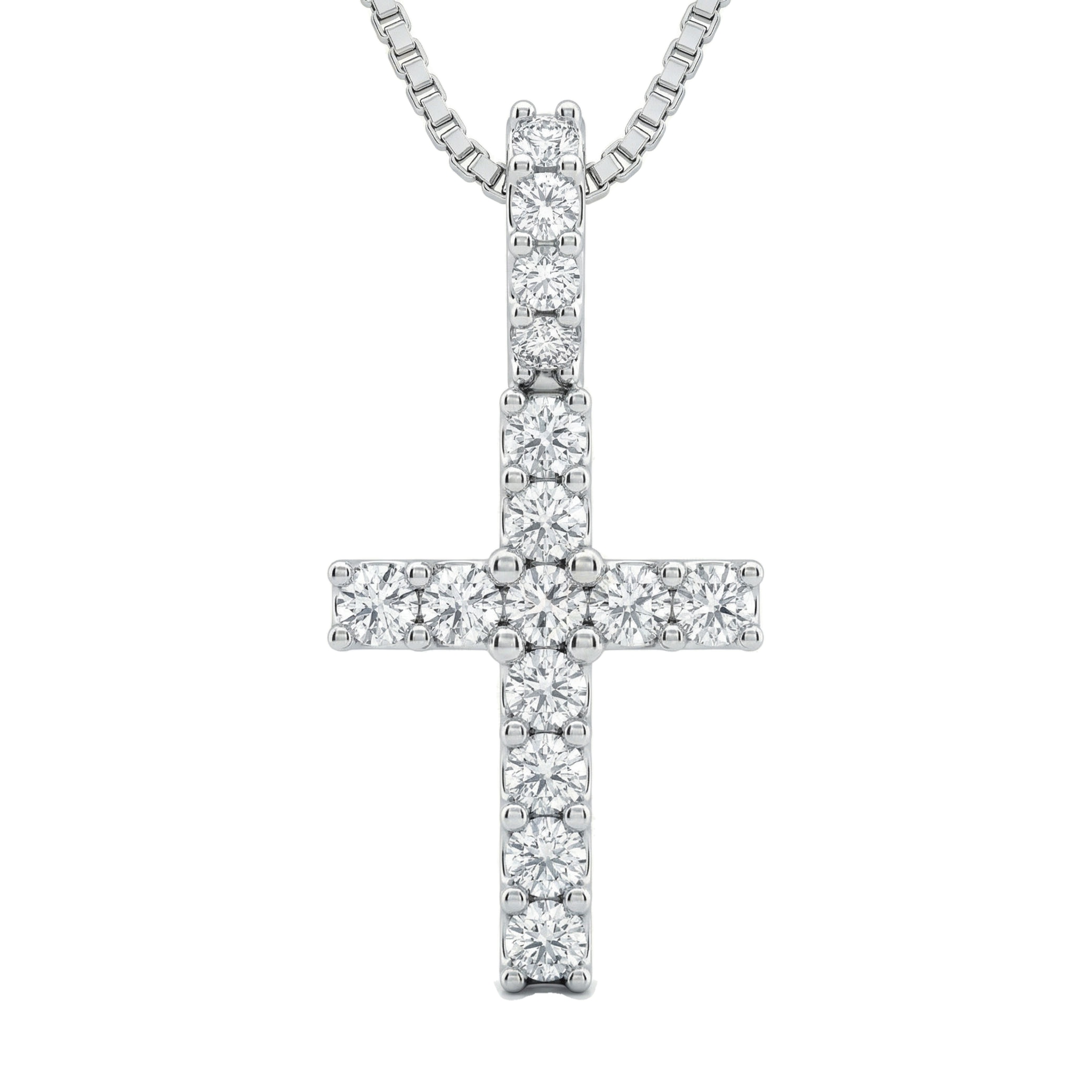 5.00 ct EF VS Lab Grown Diamond Cross Pendant in 14k White Gold