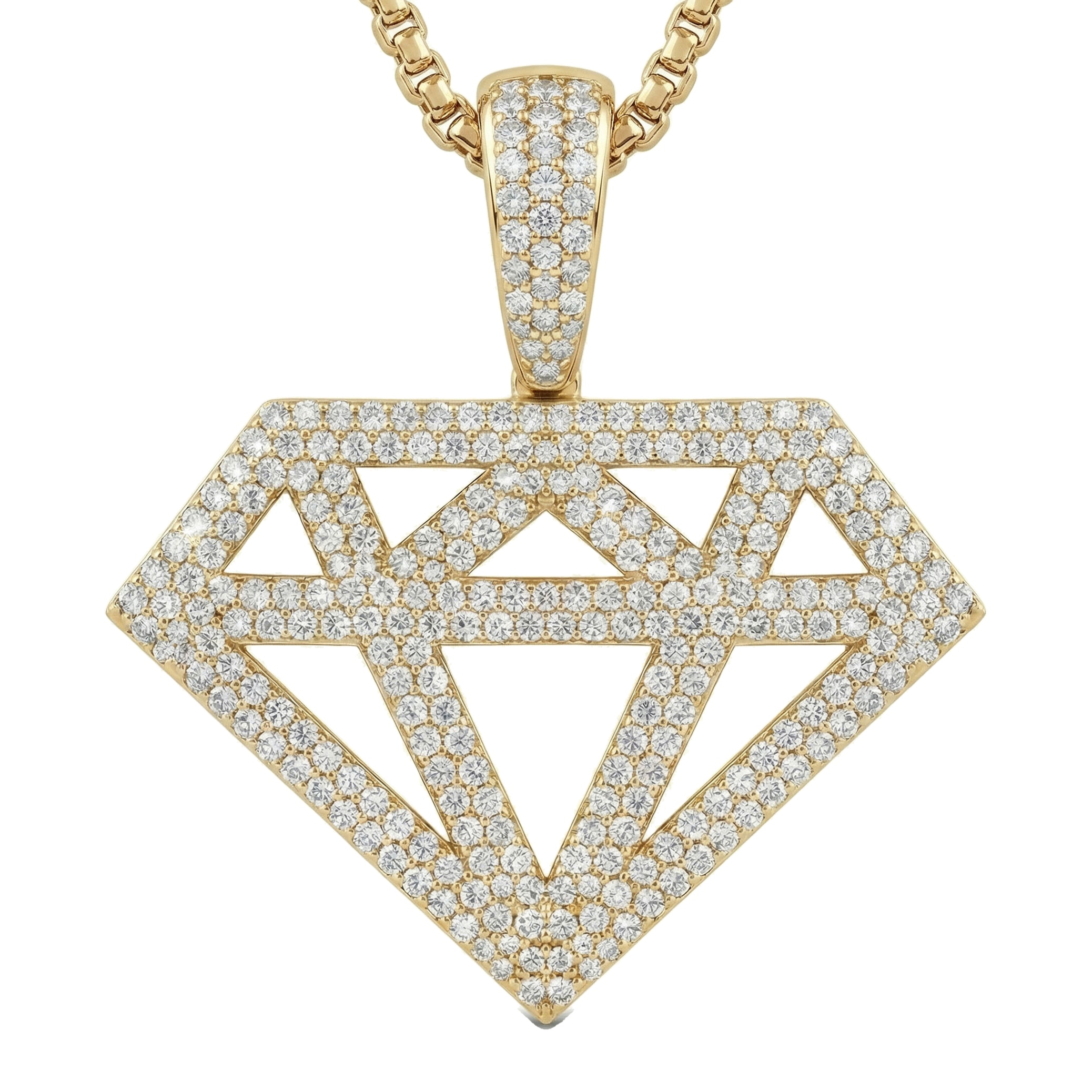 3.20 ct EF VS Lab Grown Diamond Card Pendant in 10k Yellow Gold