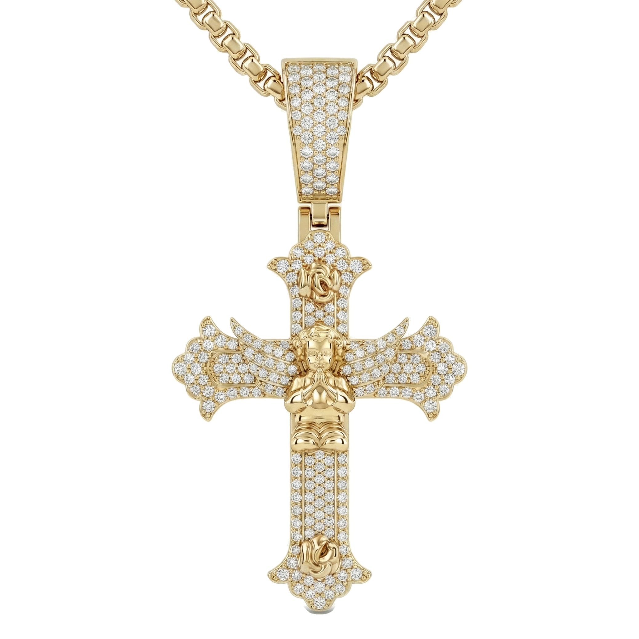 1.20 ct EF VS Lab Grown Diamond Cross Pendant in 14k Yellow Gold