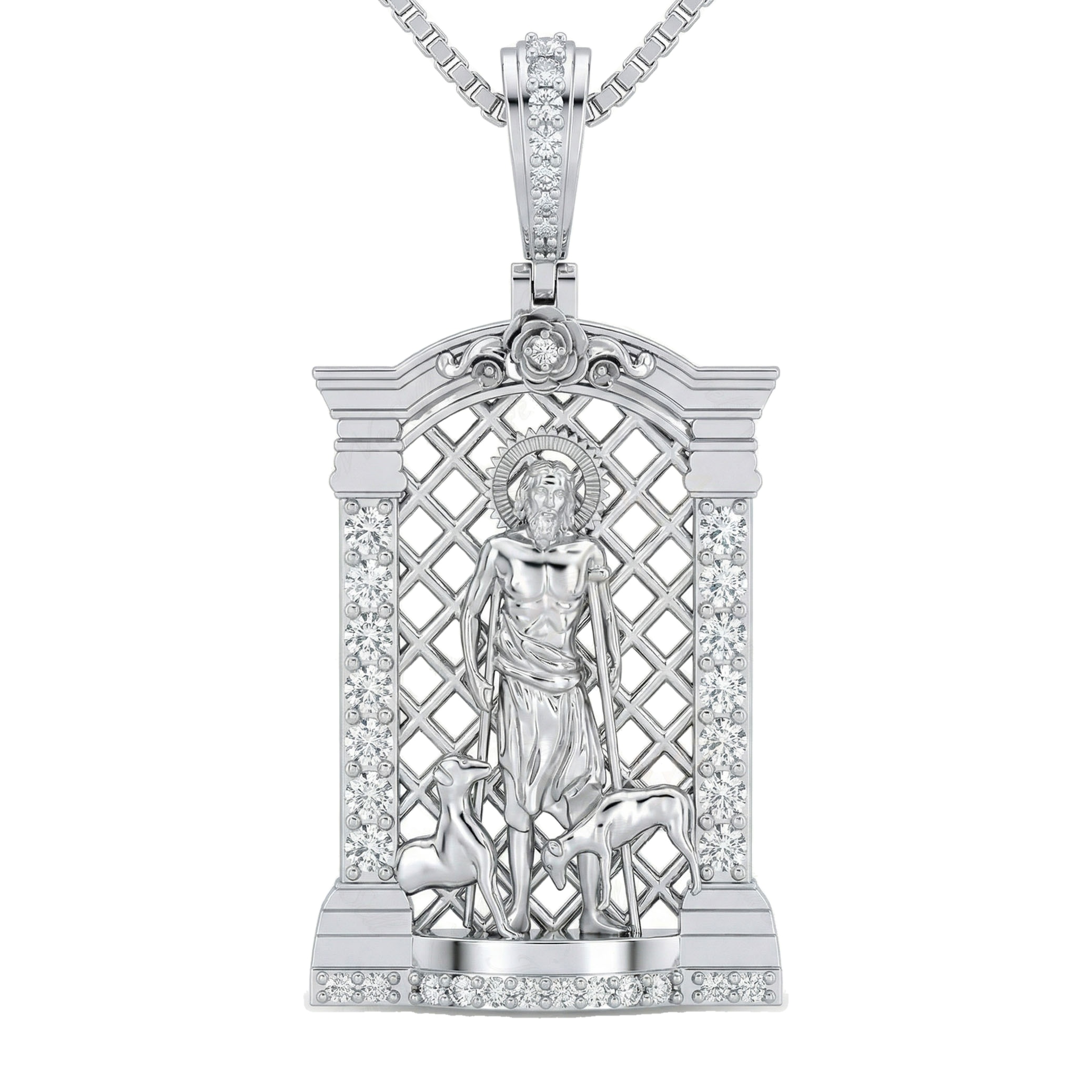 0.95 ct EF VS Lab Grown Diamond Jesus Pendant in 10k White Gold