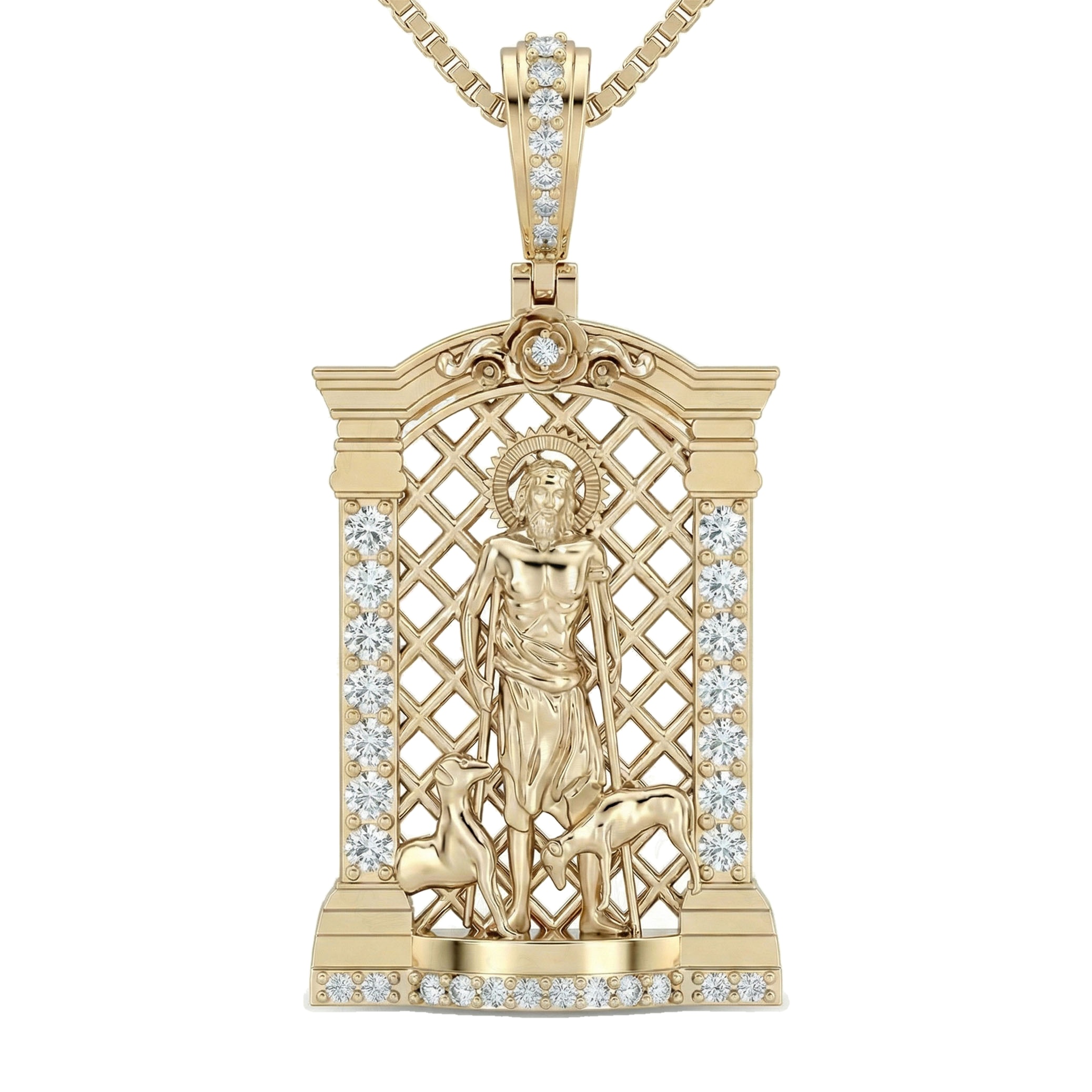 0.95 ct EF VS Lab Grown Diamond Jesus Pendant in 10k Yellow Gold