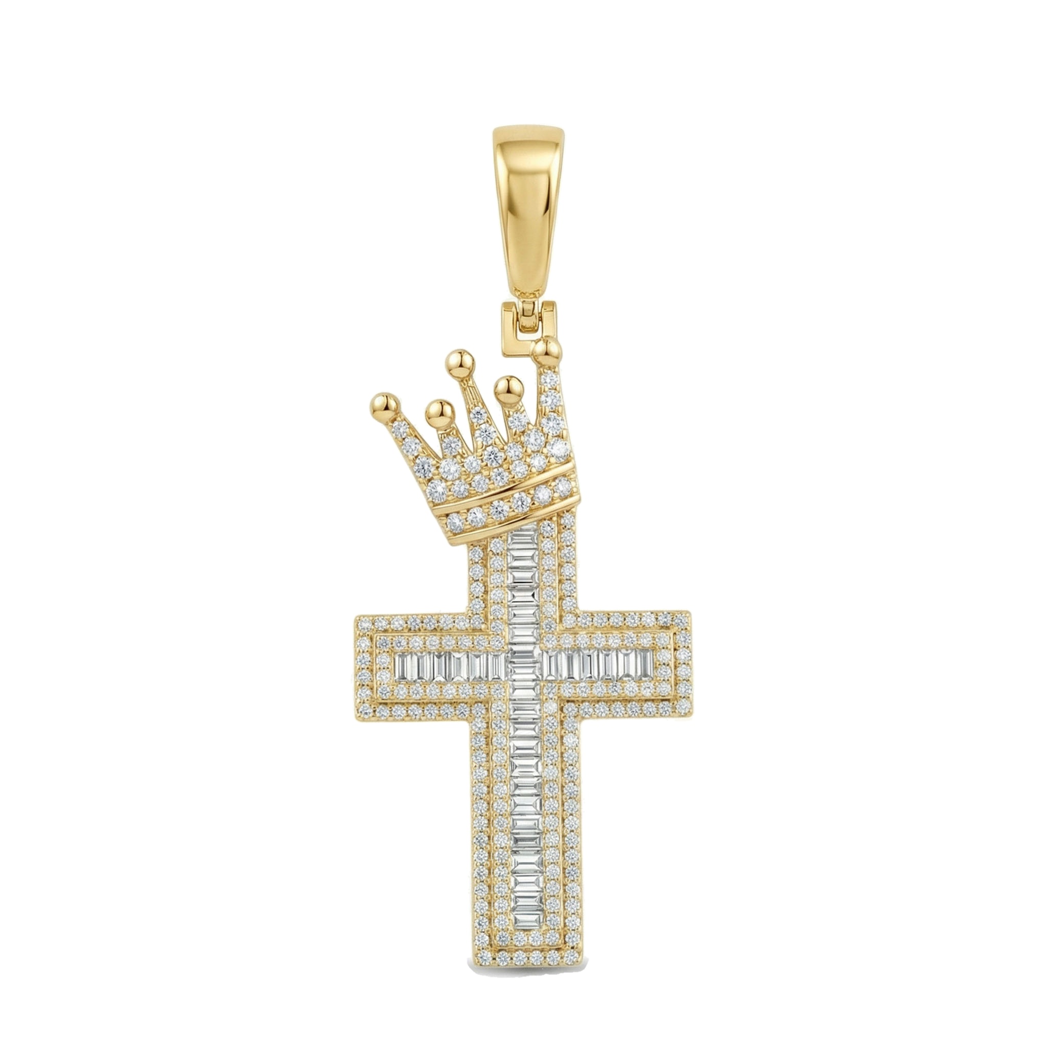 1.33 ct EF VS Lab Grown Diamond Cross Pendant in 10k Yellow Gold